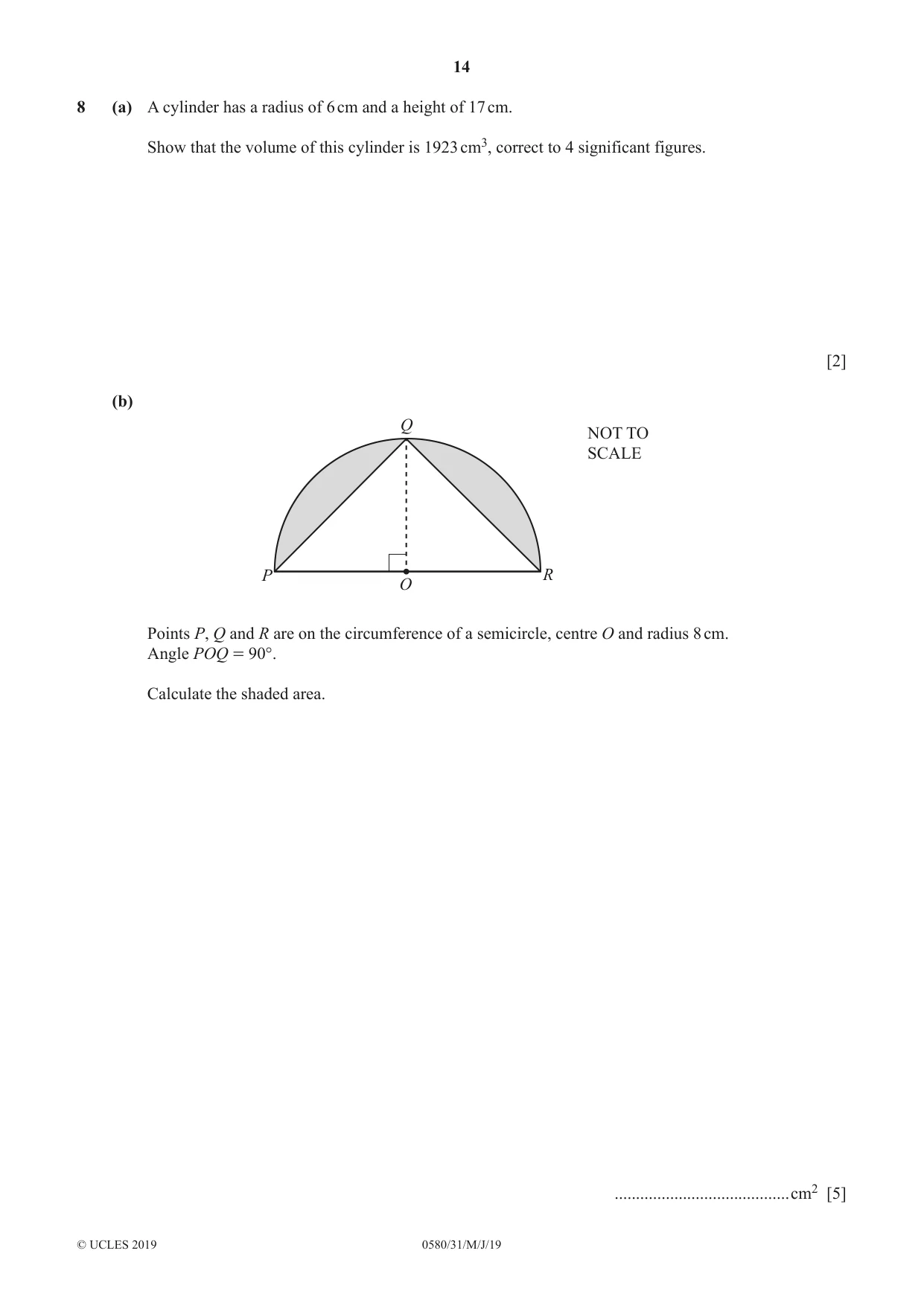 Cambridge IGCSE Mathematics 0580 2019 May/June Paper 3 · Variant 1 question paper, page 14 of 16