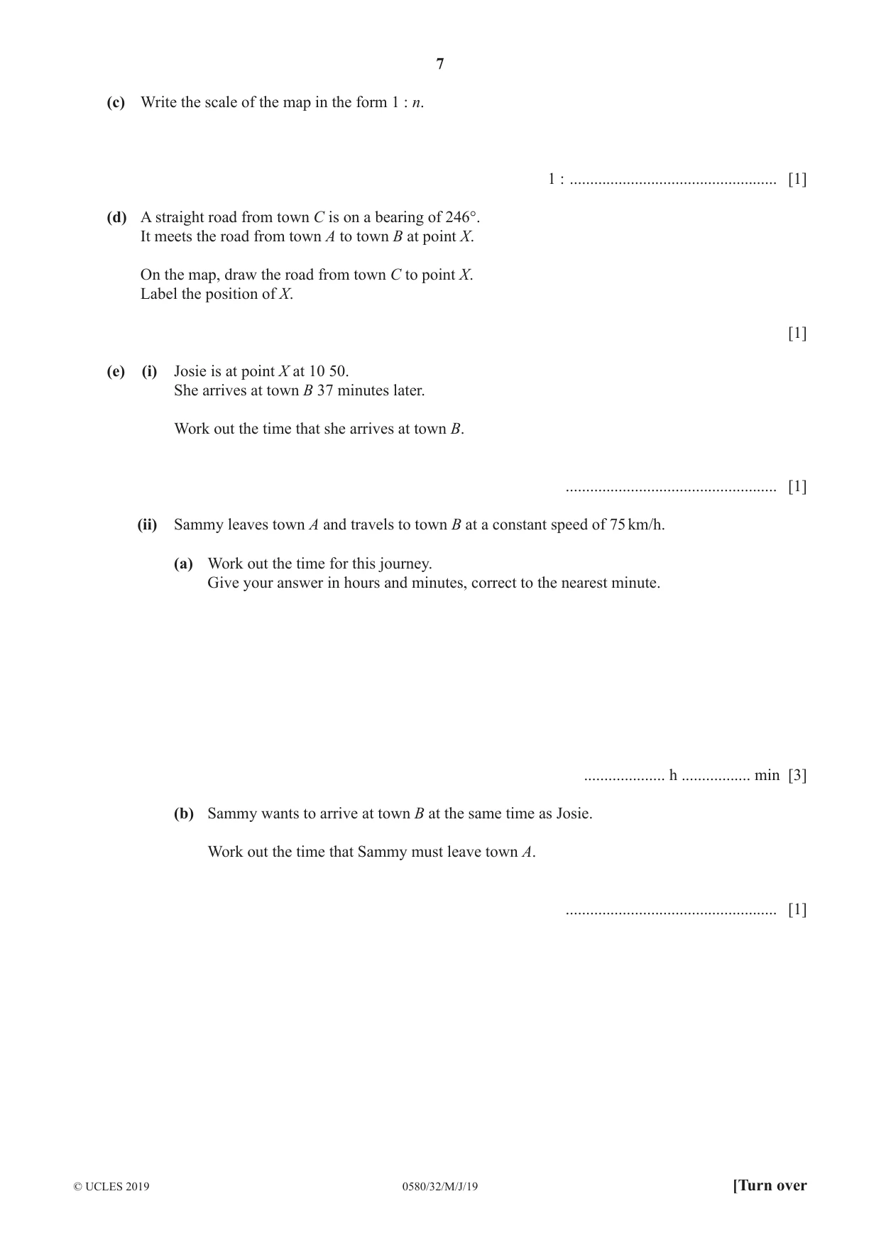 Cambridge IGCSE Mathematics 0580 2019 May/June Paper 3 · Variant 2 question paper, page 7 of 16
