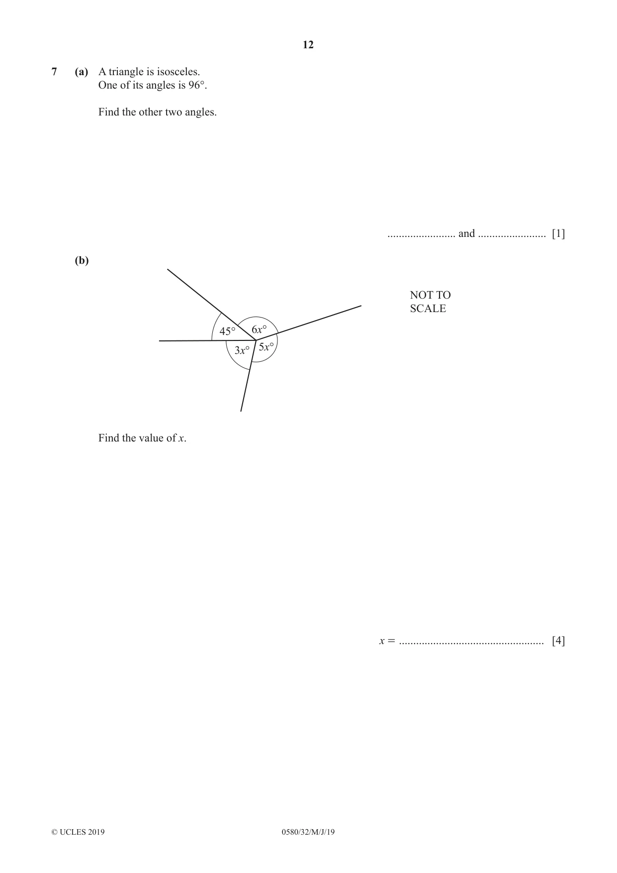Cambridge IGCSE Mathematics 0580 2019 May/June Paper 3 · Variant 2 question paper, page 12 of 16