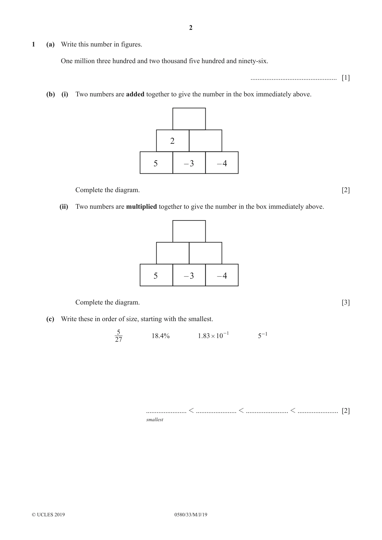 Cambridge IGCSE Mathematics 0580 2019 May/June Paper 3 · Variant 3 question paper, page 2 of 16