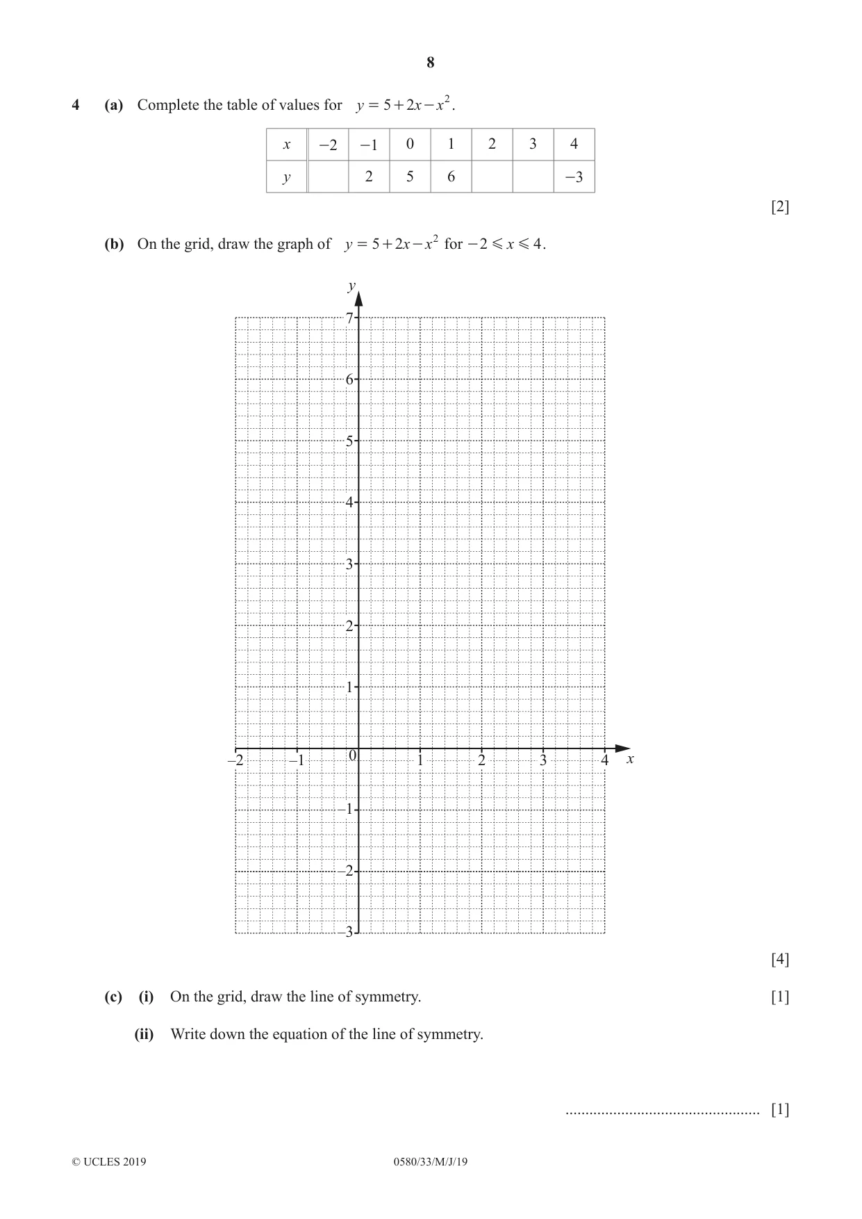Cambridge IGCSE Mathematics 0580 2019 May/June Paper 3 · Variant 3 question paper, page 8 of 16