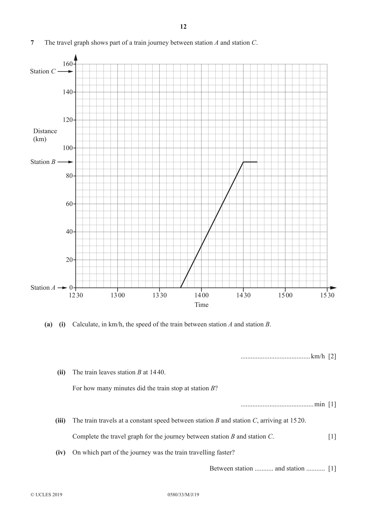 Cambridge IGCSE Mathematics 0580 2019 May/June Paper 3 · Variant 3 question paper, page 12 of 16