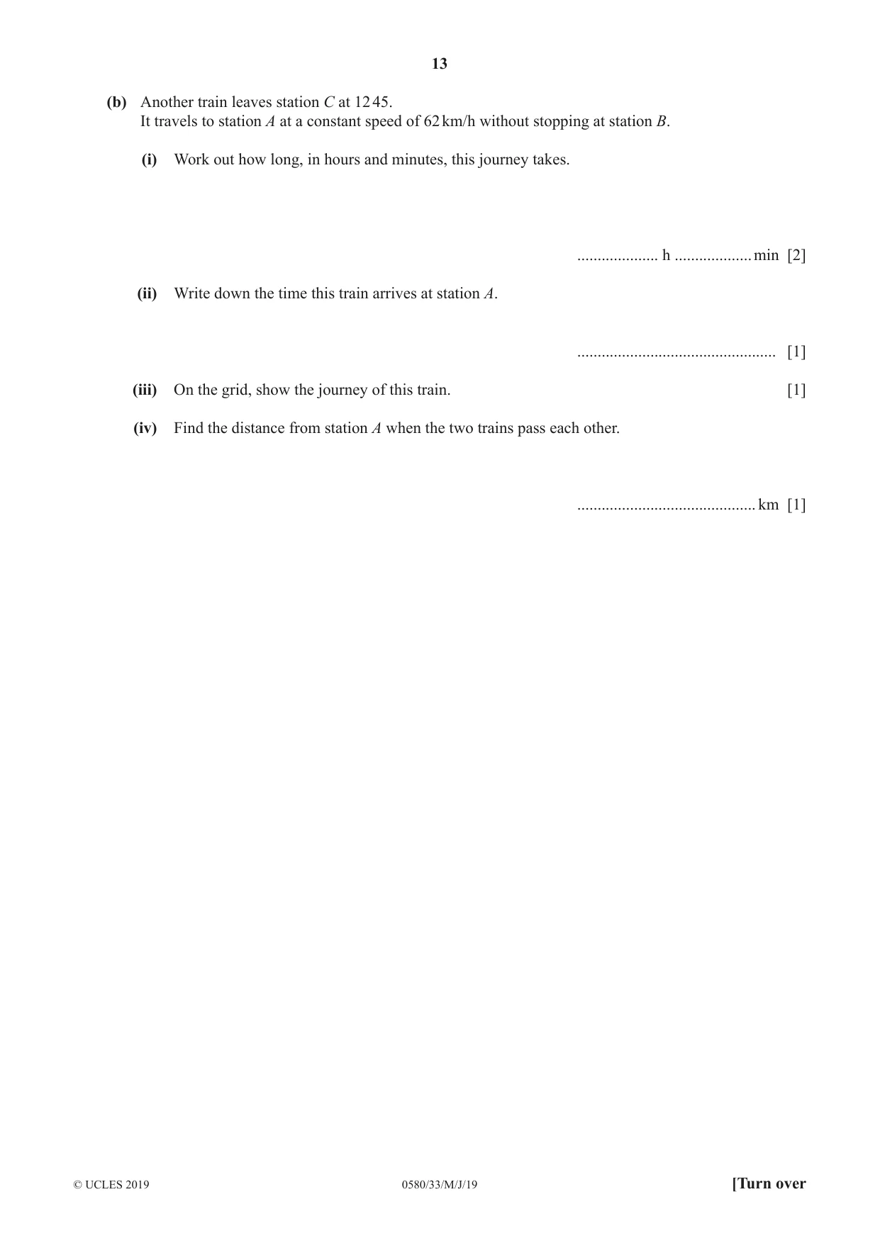 Cambridge IGCSE Mathematics 0580 2019 May/June Paper 3 · Variant 3 question paper, page 13 of 16