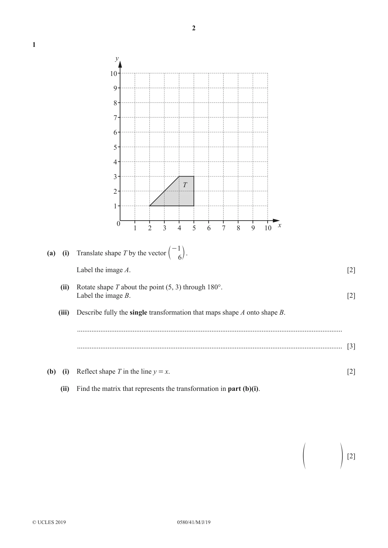 Cambridge IGCSE Mathematics 0580 2019 May/June Paper 4 · Variant 1 question paper, page 2 of 16