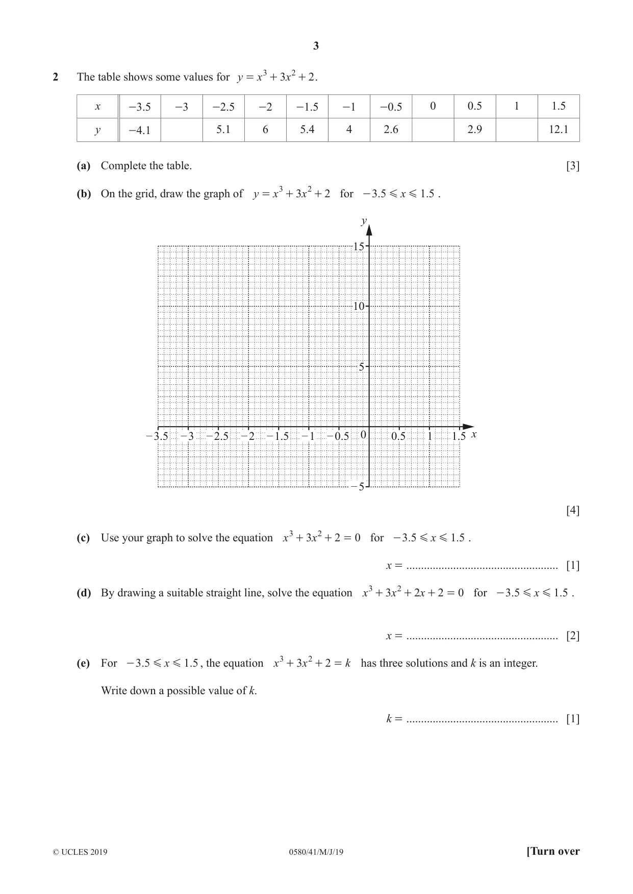 Cambridge IGCSE Mathematics 0580 2019 May/June Paper 4 · Variant 1 question paper, page 3 of 16