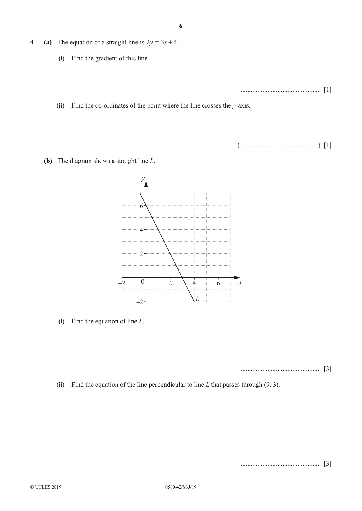 Cambridge IGCSE Mathematics 0580 2019 May/June Paper 4 · Variant 2 question paper, page 6 of 20