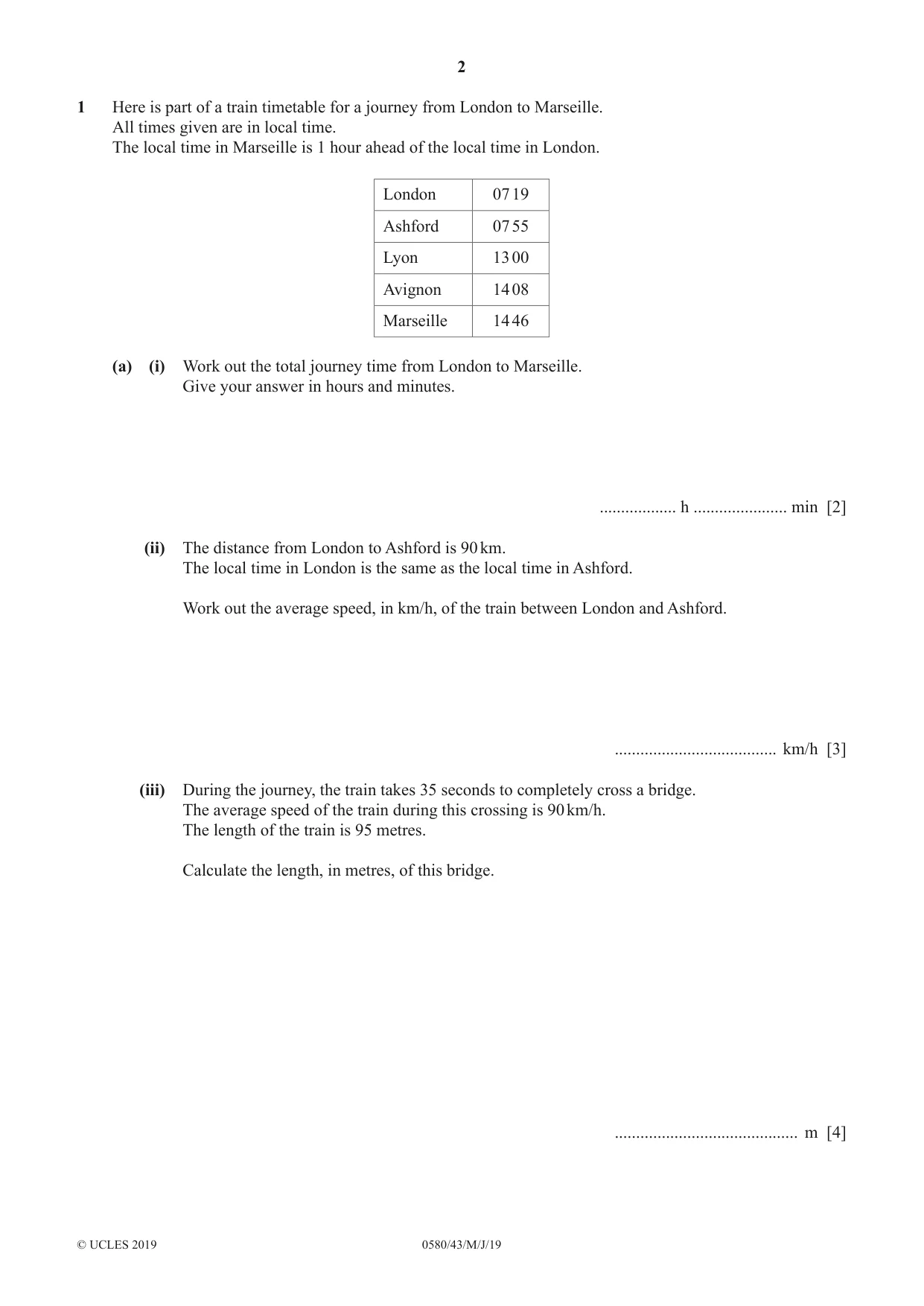 Cambridge IGCSE Mathematics 0580 2019 May/June Paper 4 · Variant 3 question paper, page 2 of 16