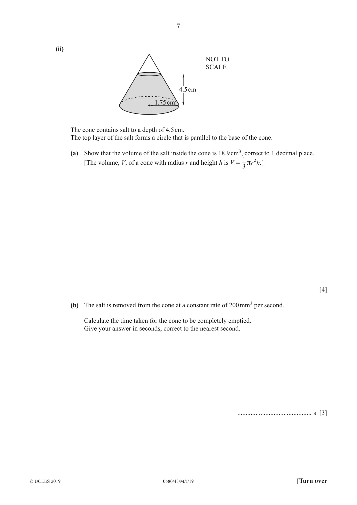 Cambridge IGCSE Mathematics 0580 2019 May/June Paper 4 · Variant 3 question paper, page 7 of 16