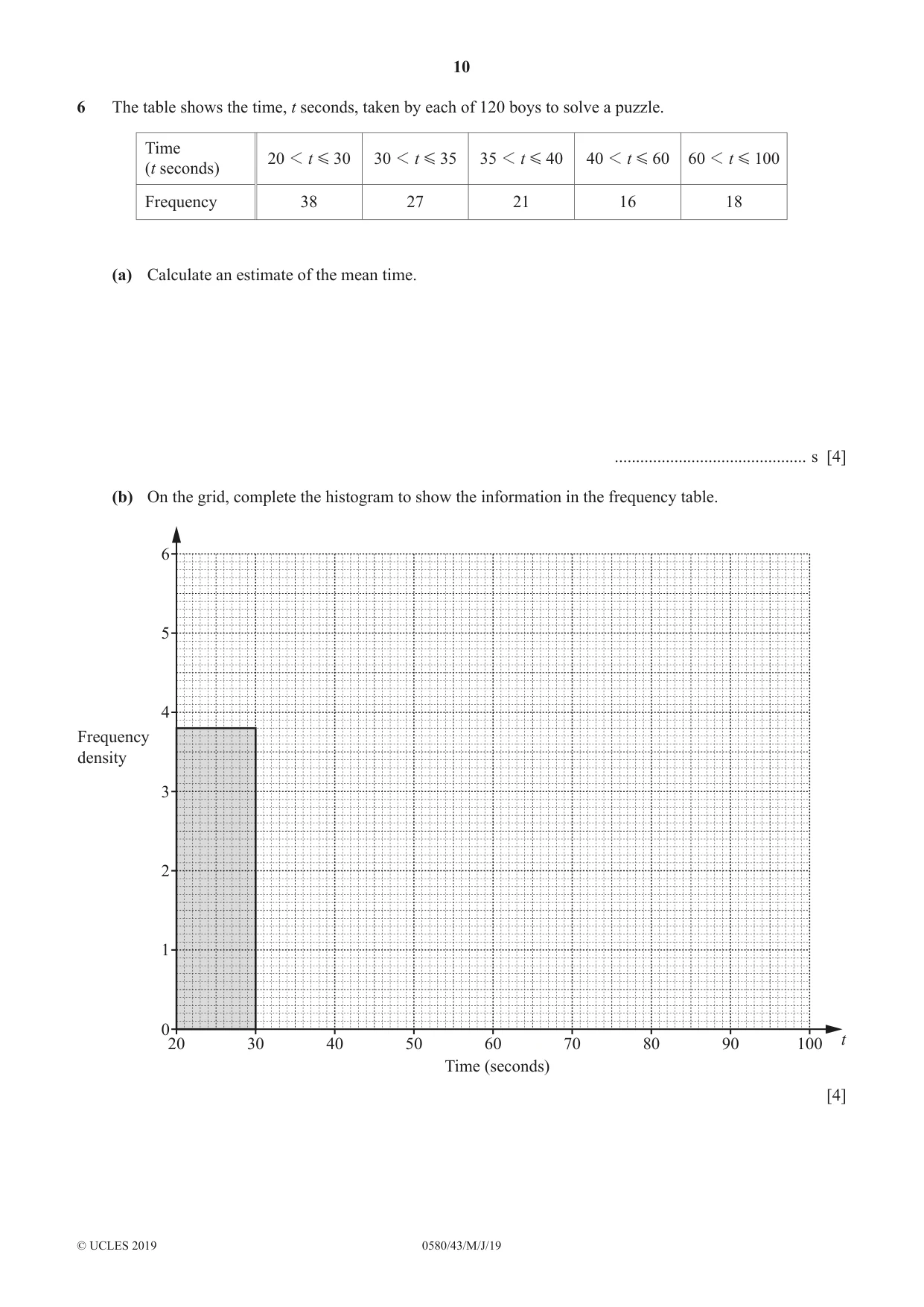 Cambridge IGCSE Mathematics 0580 2019 May/June Paper 4 · Variant 3 question paper, page 10 of 16