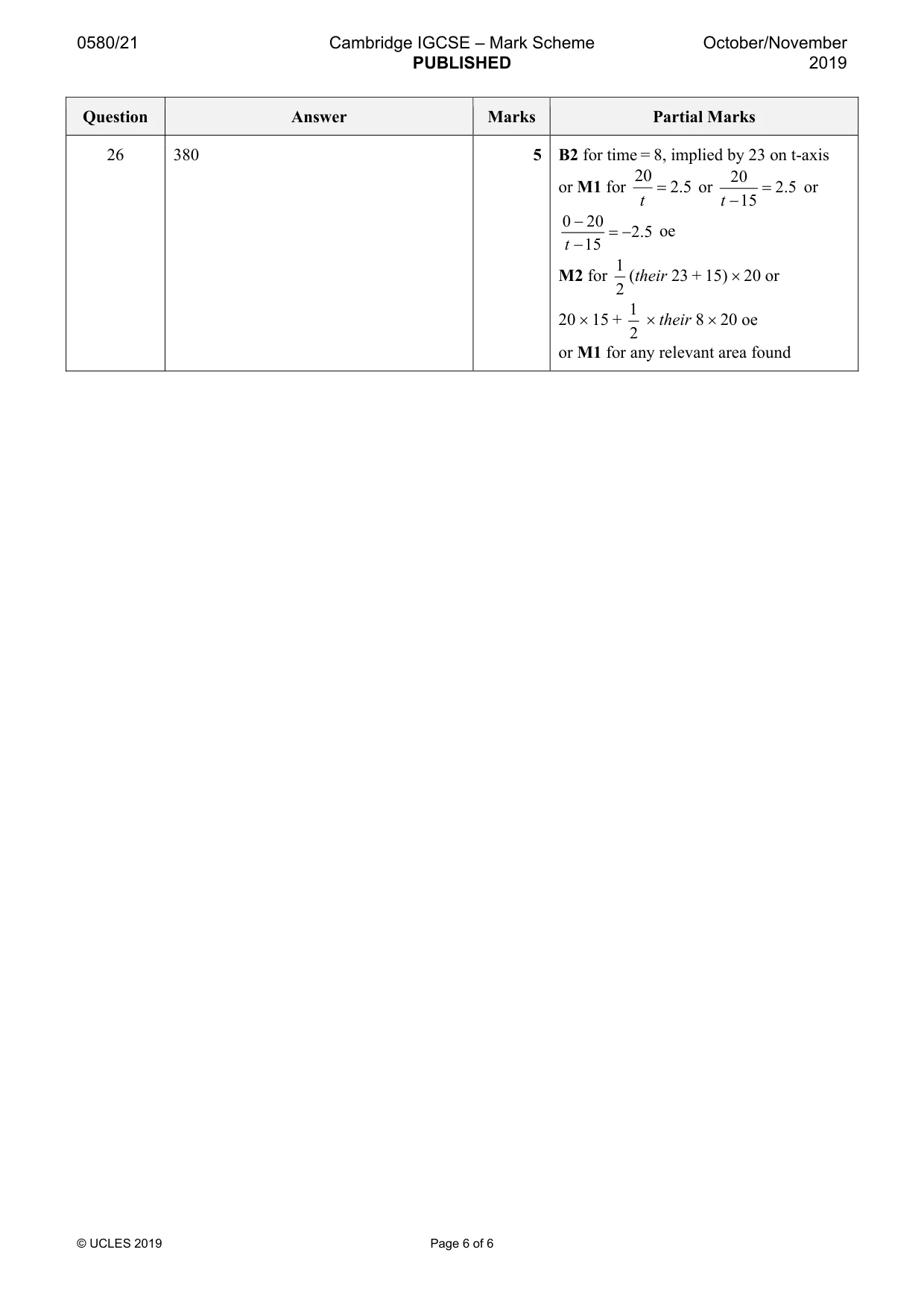 Mark scheme, page 6 of 6