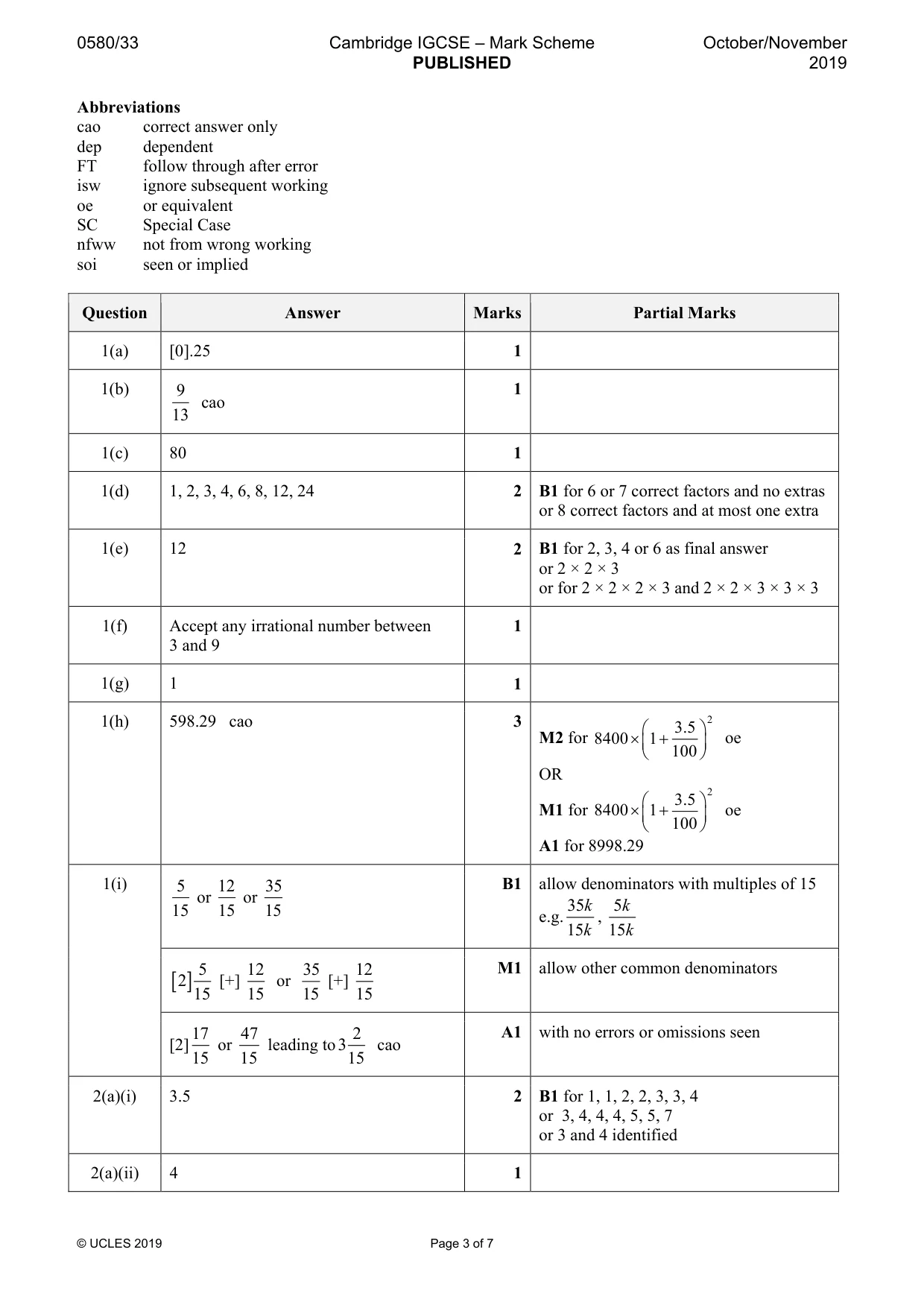 Mark scheme, page 3 of 7