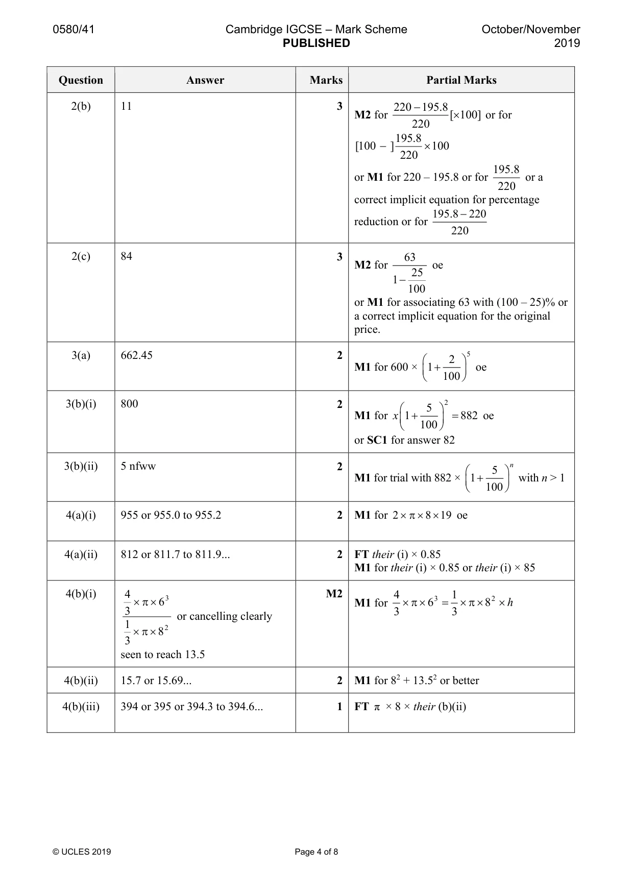 Mark scheme, page 4 of 8