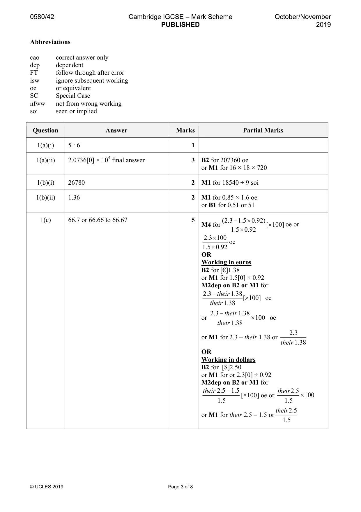 Mark scheme, page 3 of 8