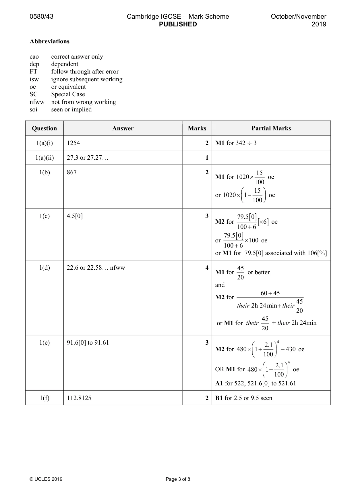 Mark scheme, page 3 of 8