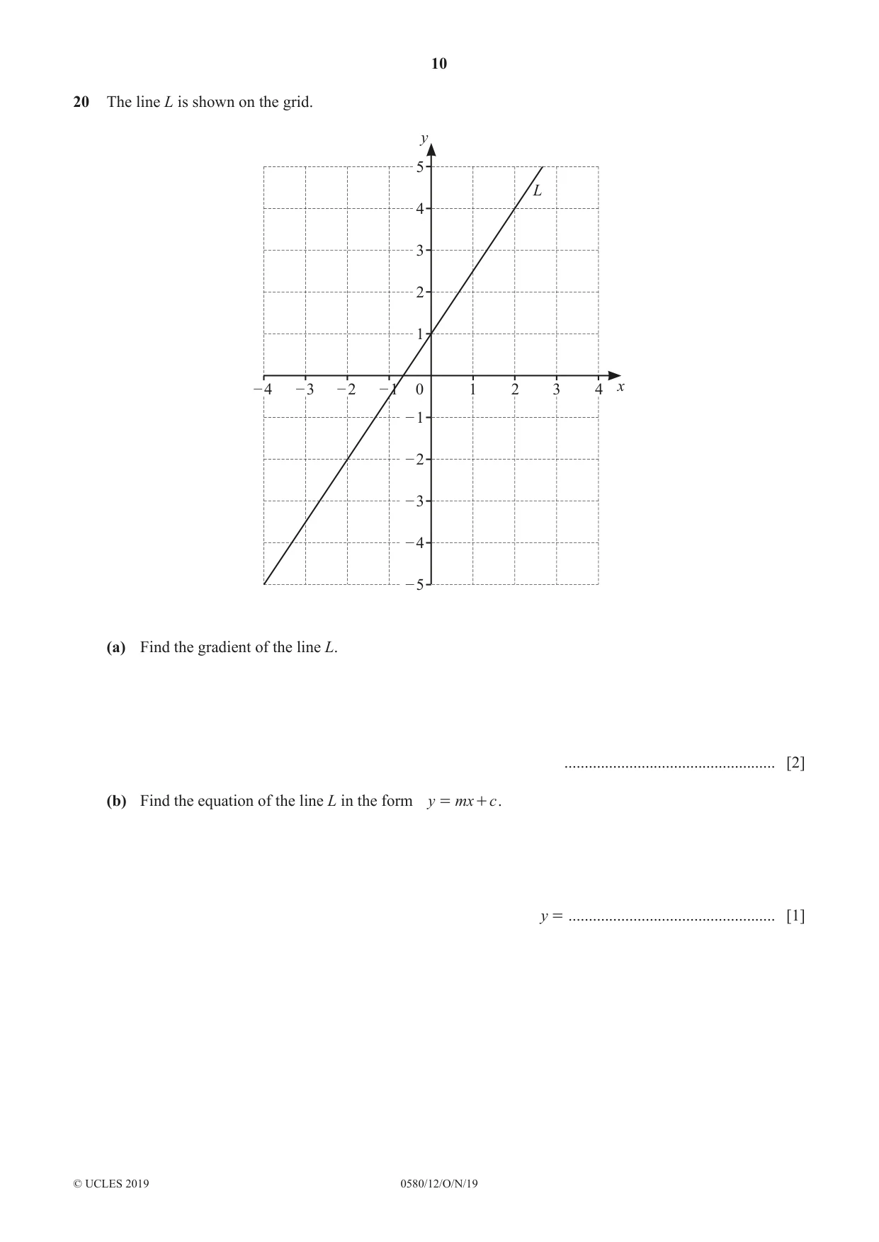 Cambridge IGCSE Mathematics 0580 2019 Oct/Nov Paper 1 · Variant 2 question paper, page 10 of 12