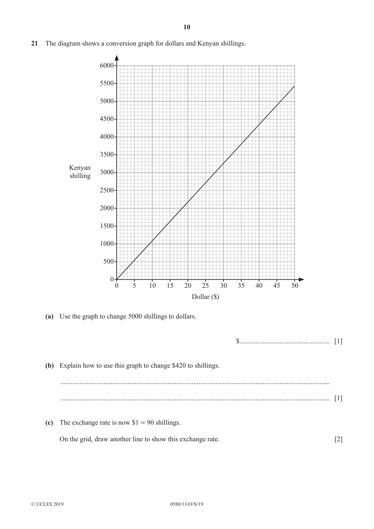 Cambridge IGCSE Mathematics 0580 2019 Oct/Nov Paper 1 · Variant 3 question paper, page 10 of 12