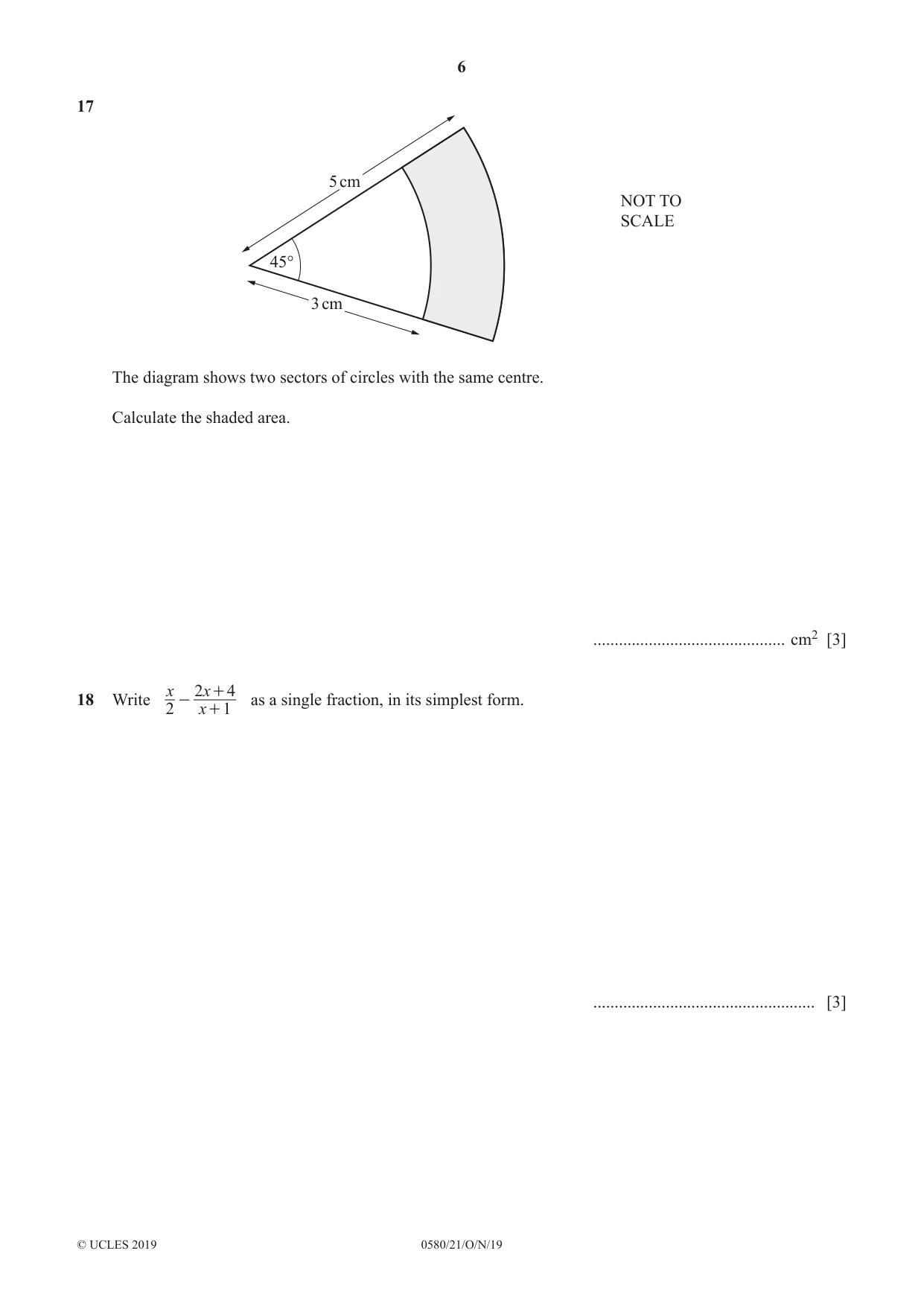 Cambridge IGCSE Mathematics 0580 2019 Oct/Nov Paper 2 · Variant 1 question paper, page 6 of 12