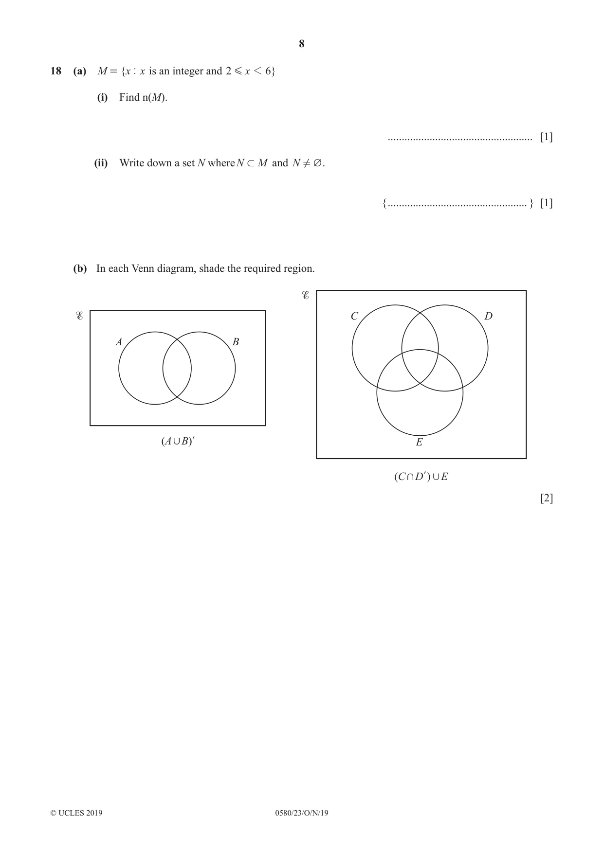 Cambridge IGCSE Mathematics 0580 2019 Oct/Nov Paper 2 · Variant 3 question paper, page 8 of 12