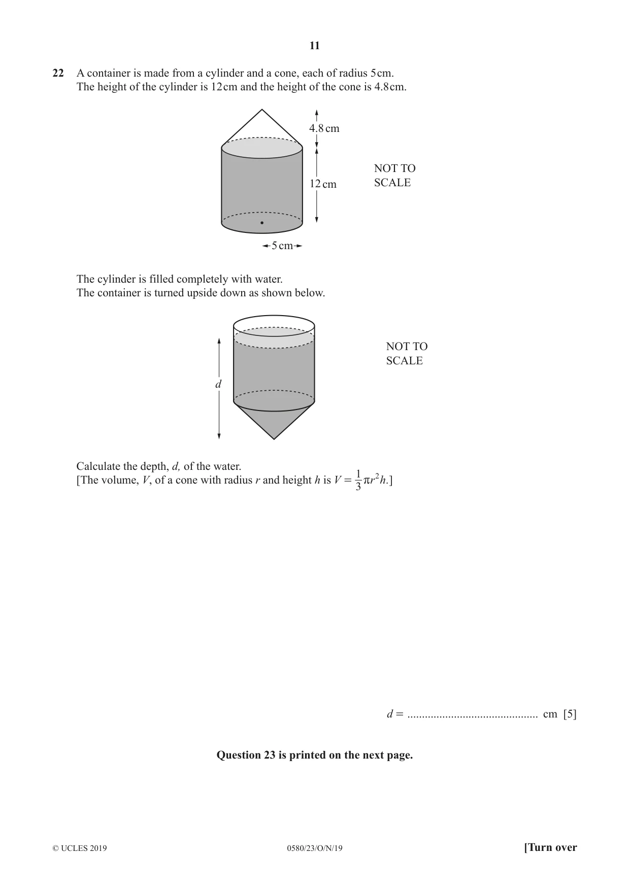 Cambridge IGCSE Mathematics 0580 2019 Oct/Nov Paper 2 · Variant 3 question paper, page 11 of 12