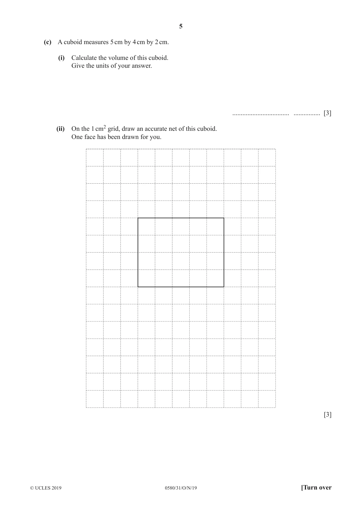 Cambridge IGCSE Mathematics 0580 2019 Oct/Nov Paper 3 · Variant 1 question paper, page 5 of 16