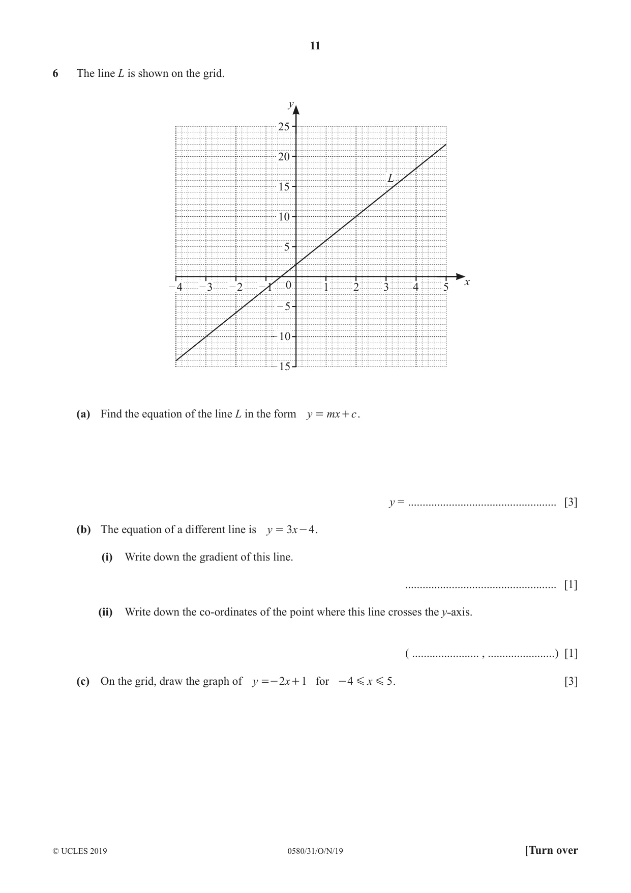Cambridge IGCSE Mathematics 0580 2019 Oct/Nov Paper 3 · Variant 1 question paper, page 11 of 16