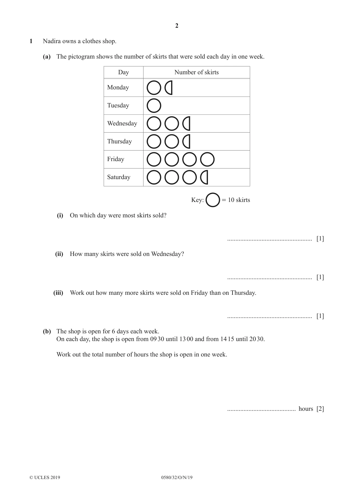 Cambridge IGCSE Mathematics 0580 2019 Oct/Nov Paper 3 · Variant 2 question paper, page 2 of 16