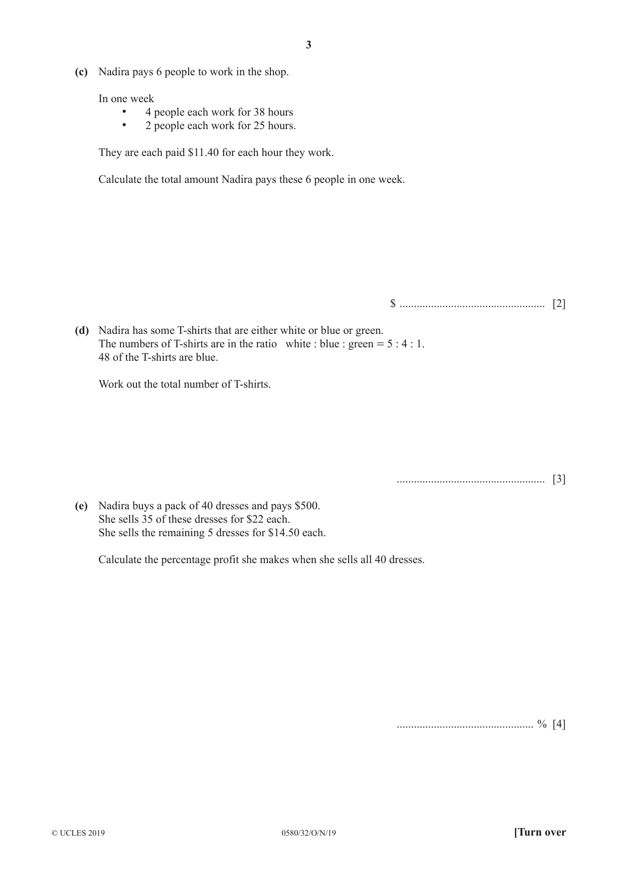 Cambridge IGCSE Mathematics 0580 2019 Oct/Nov Paper 3 · Variant 2 question paper, page 3 of 16