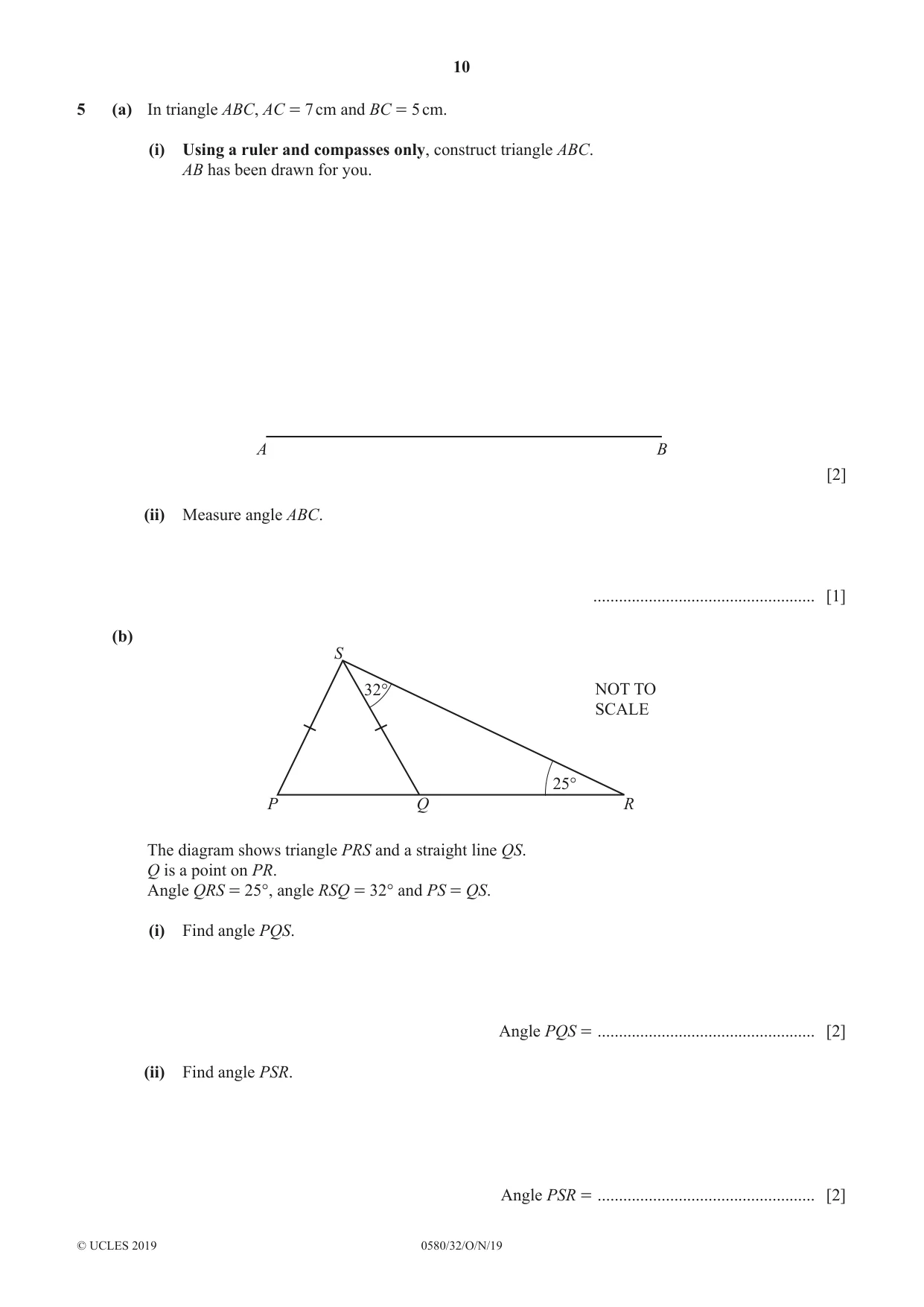 Cambridge IGCSE Mathematics 0580 2019 Oct/Nov Paper 3 · Variant 2 question paper, page 10 of 16