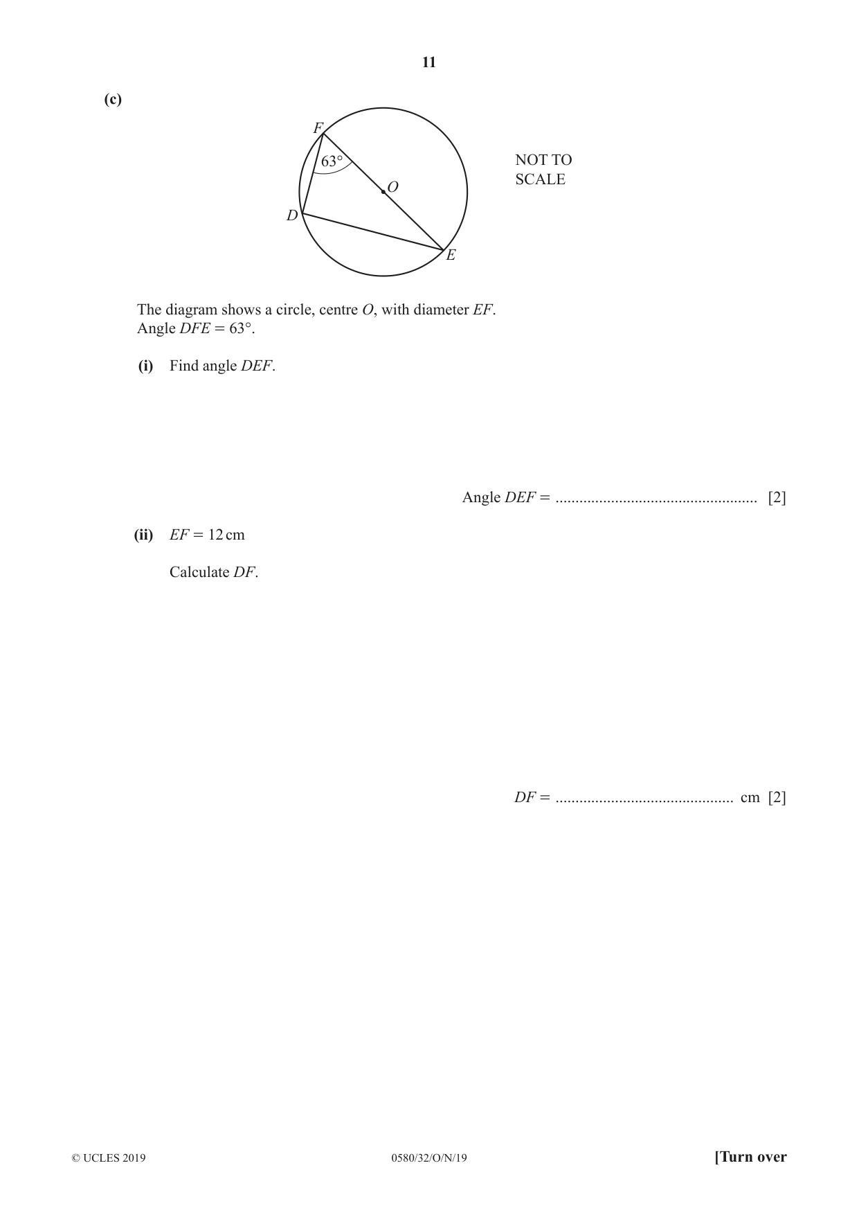 Cambridge IGCSE Mathematics 0580 2019 Oct/Nov Paper 3 · Variant 2 question paper, page 11 of 16