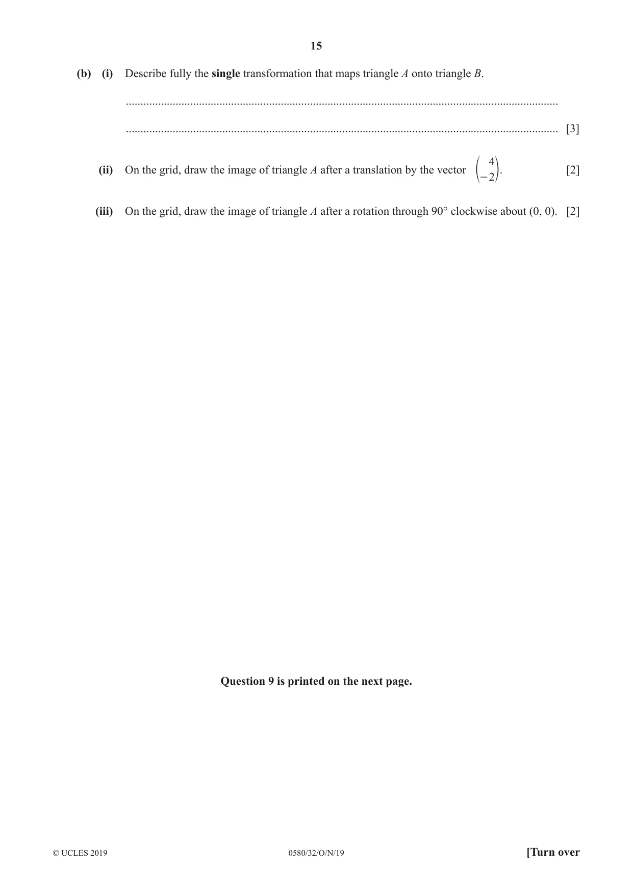 Cambridge IGCSE Mathematics 0580 2019 Oct/Nov Paper 3 · Variant 2 question paper, page 15 of 16
