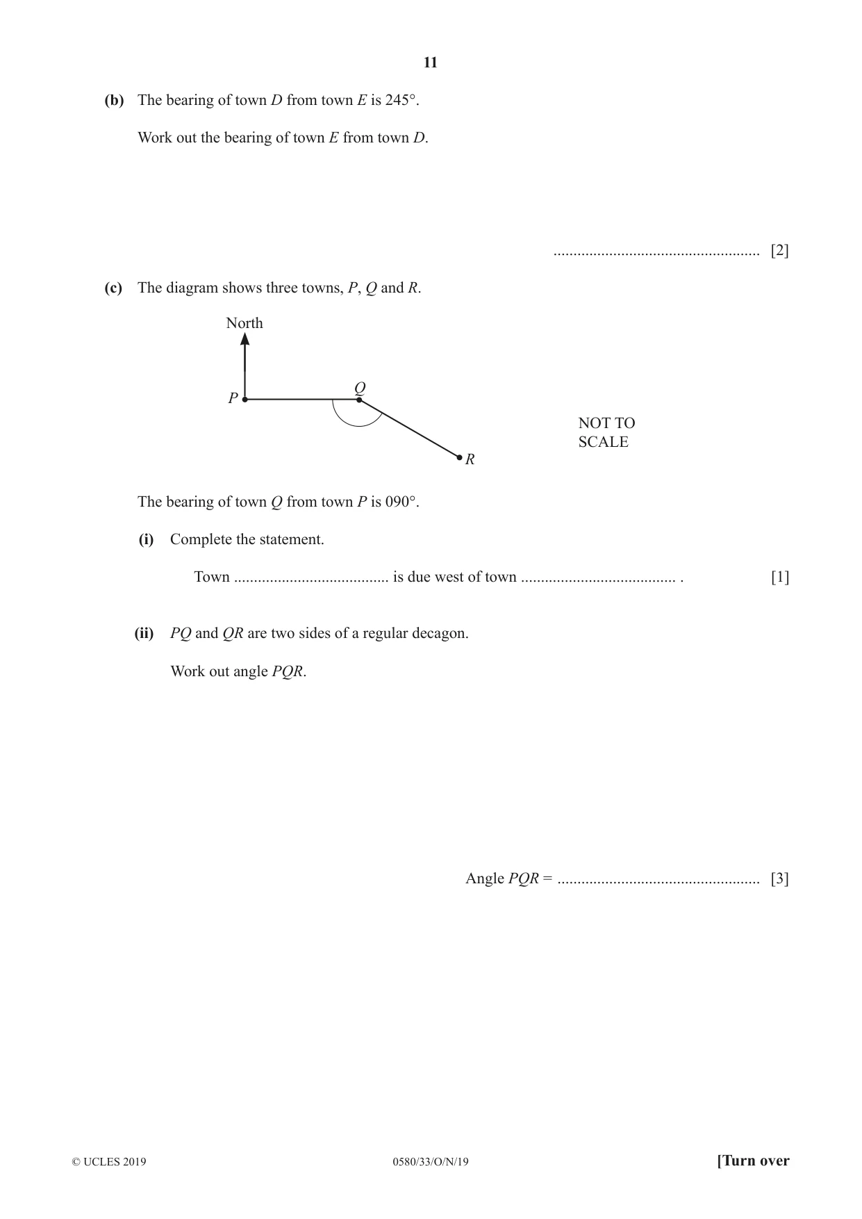 Cambridge IGCSE Mathematics 0580 2019 Oct/Nov Paper 3 · Variant 3 question paper, page 11 of 16