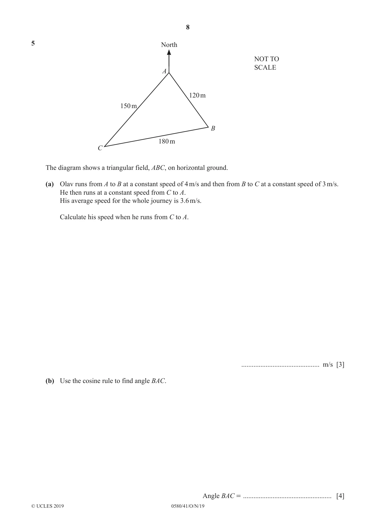 Cambridge IGCSE Mathematics 0580 2019 Oct/Nov Paper 4 · Variant 1 question paper, page 8 of 16