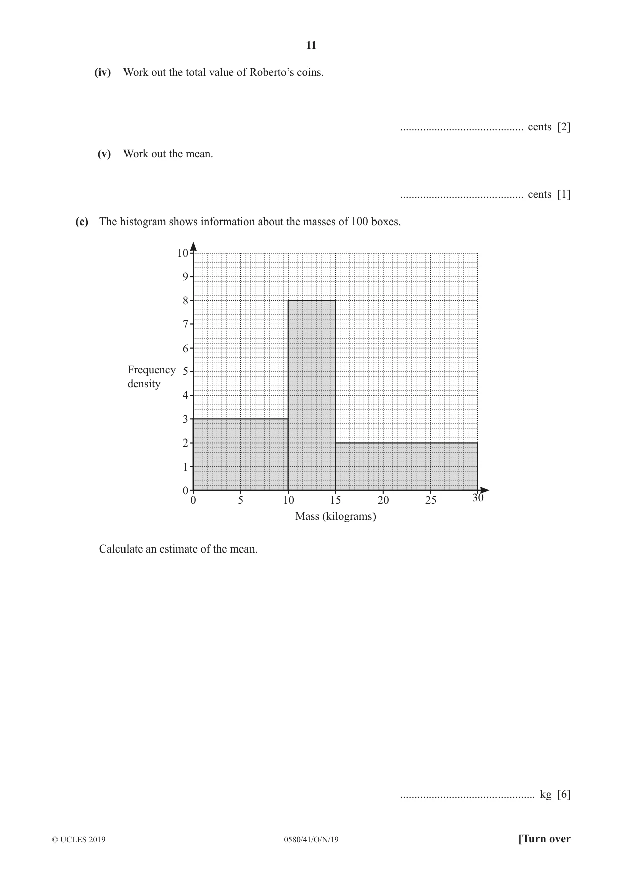 Cambridge IGCSE Mathematics 0580 2019 Oct/Nov Paper 4 · Variant 1 question paper, page 11 of 16