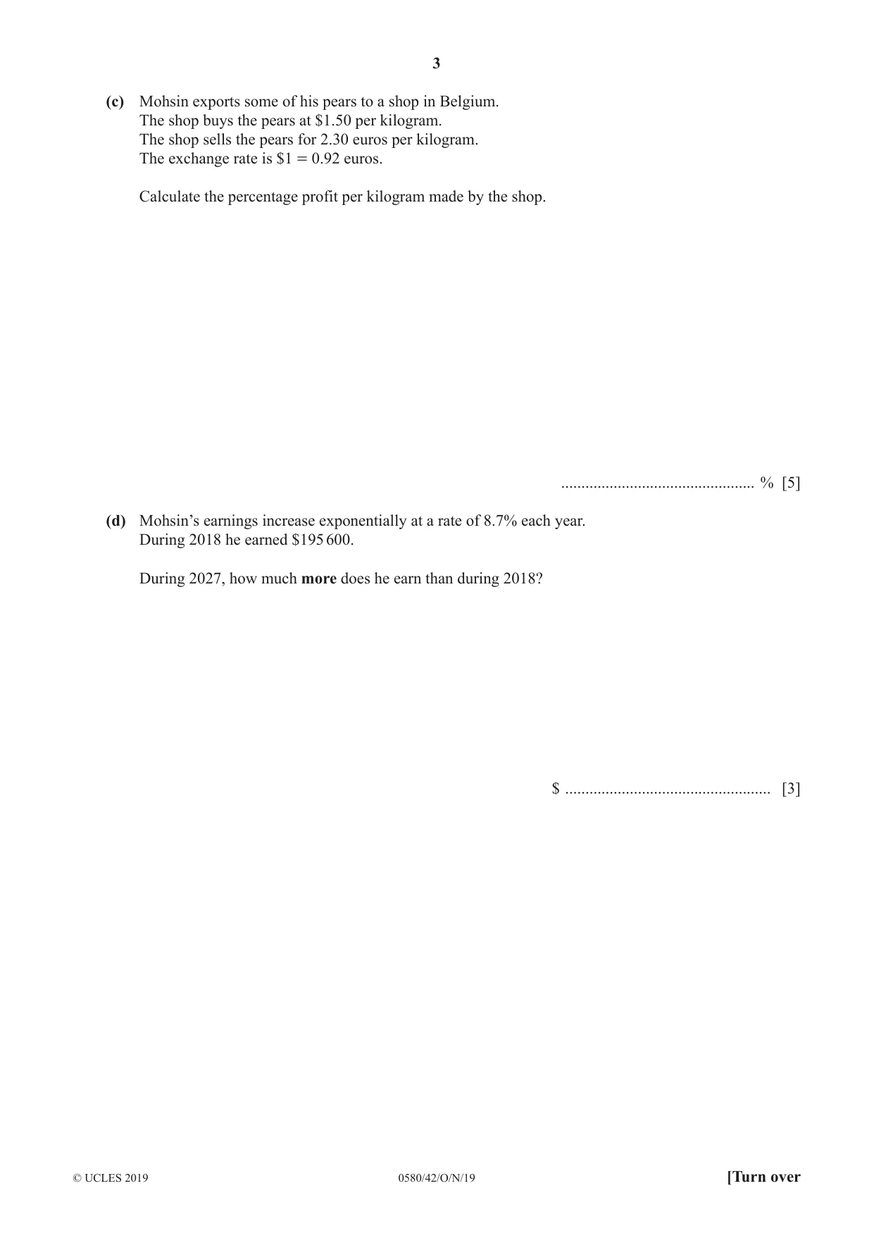 Cambridge IGCSE Mathematics 0580 2019 Oct/Nov Paper 4 · Variant 2 question paper, page 3 of 20