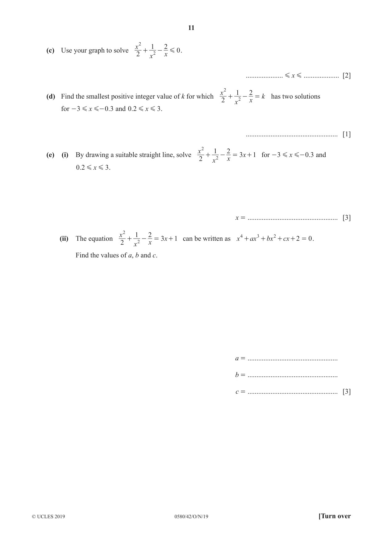 Cambridge IGCSE Mathematics 0580 2019 Oct/Nov Paper 4 · Variant 2 question paper, page 11 of 20