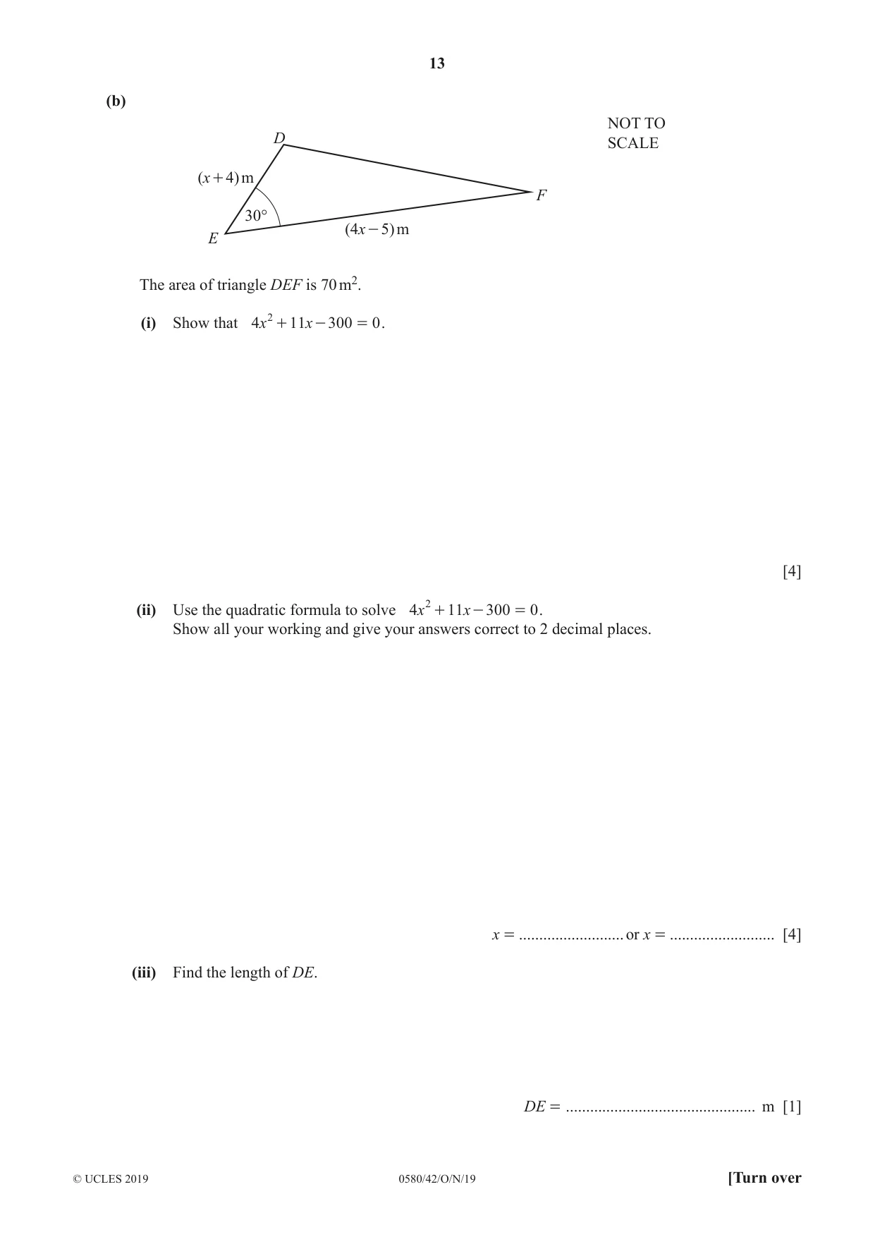 Cambridge IGCSE Mathematics 0580 2019 Oct/Nov Paper 4 · Variant 2 question paper, page 13 of 20