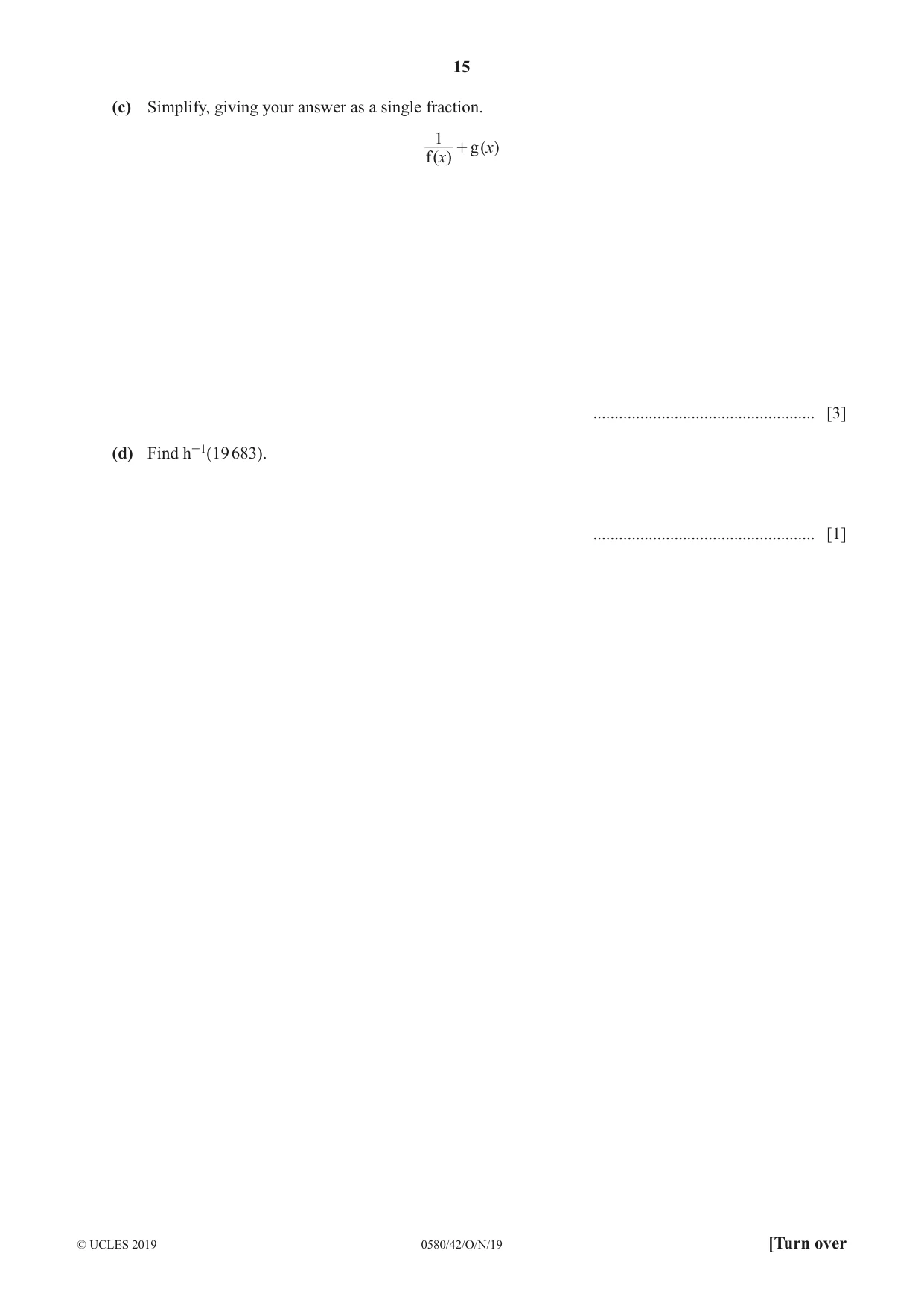Cambridge IGCSE Mathematics 0580 2019 Oct/Nov Paper 4 · Variant 2 question paper, page 15 of 20
