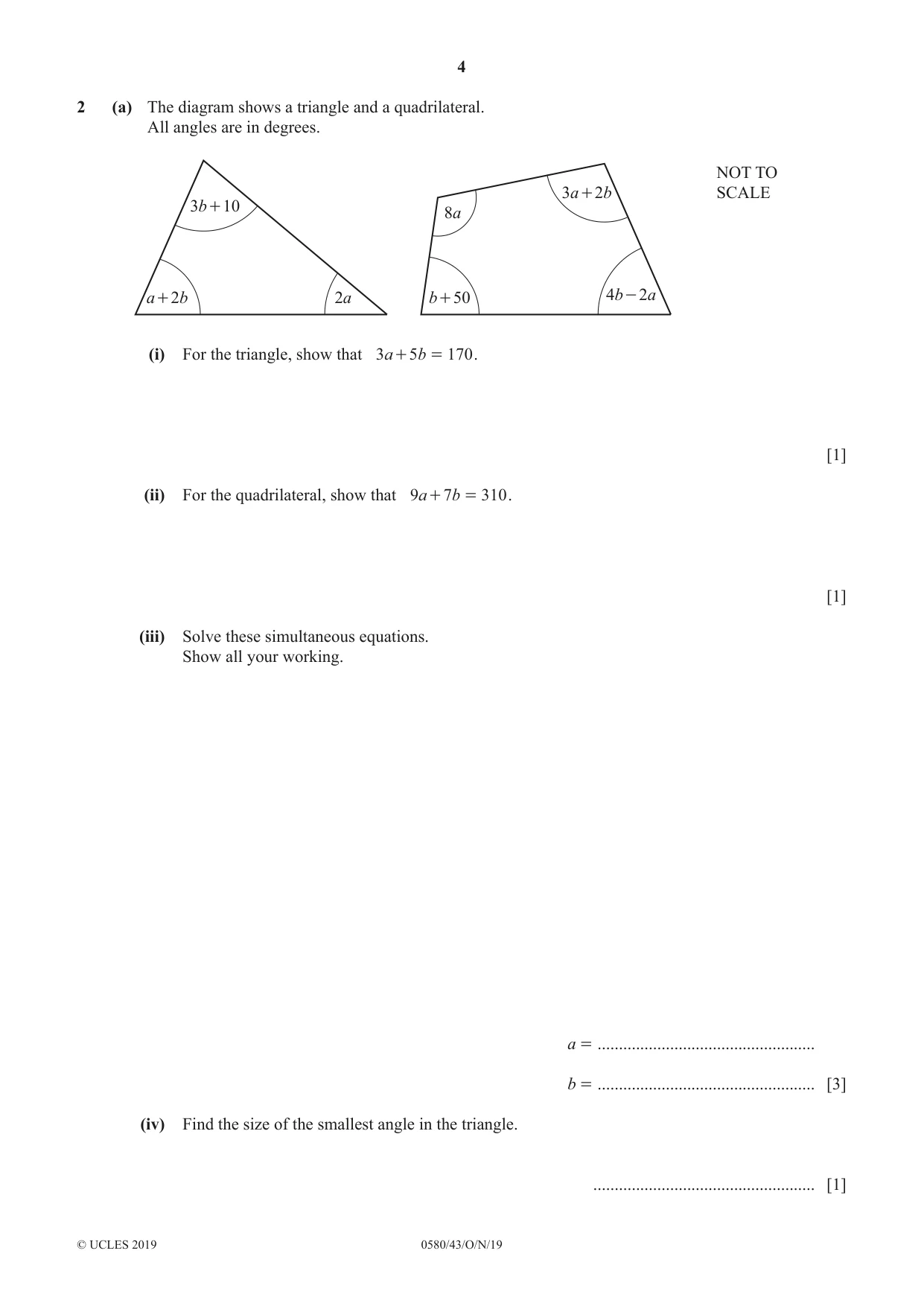 Cambridge IGCSE Mathematics 0580 2019 Oct/Nov Paper 4 · Variant 3 question paper, page 4 of 20