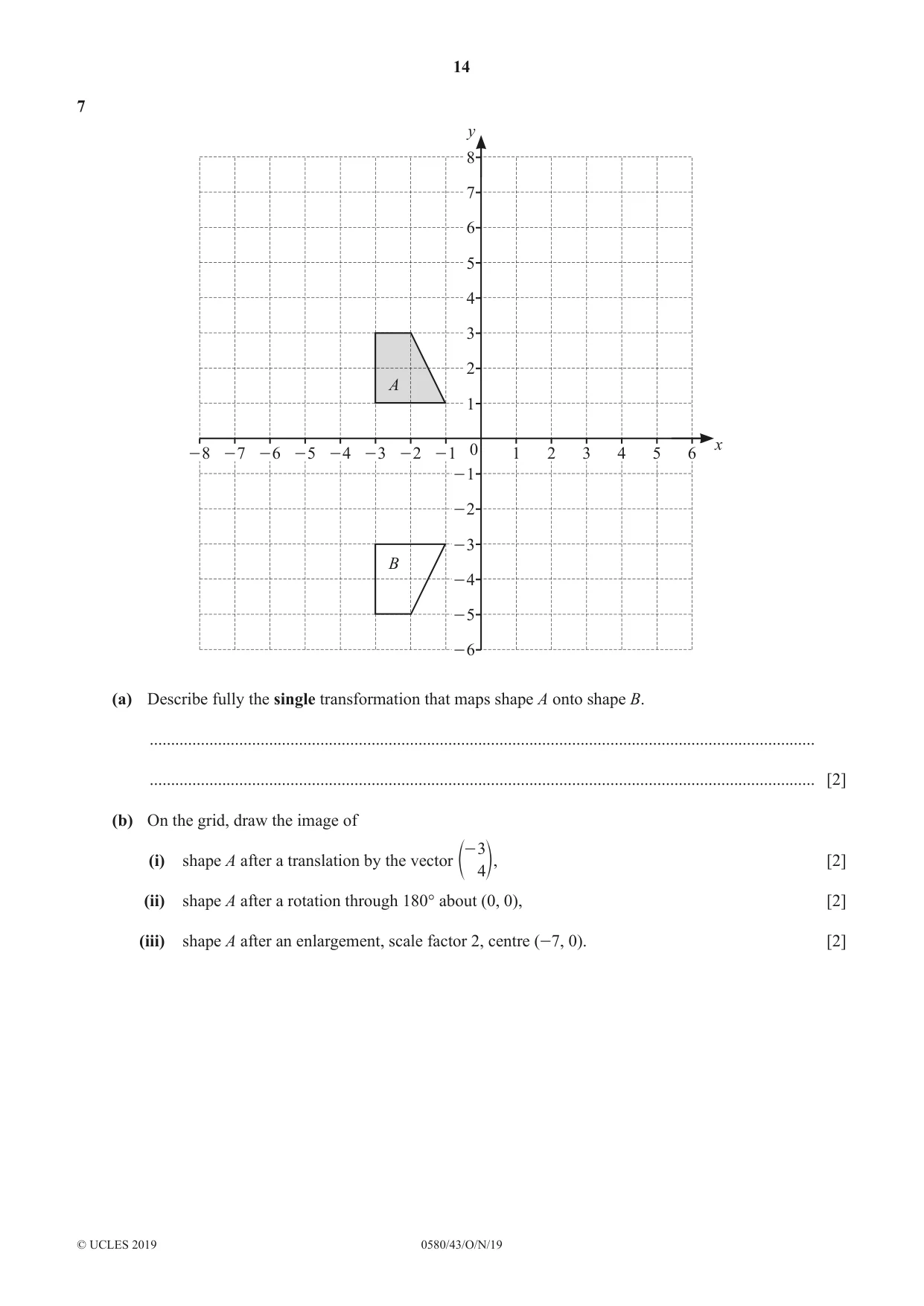 Cambridge IGCSE Mathematics 0580 2019 Oct/Nov Paper 4 · Variant 3 question paper, page 14 of 20