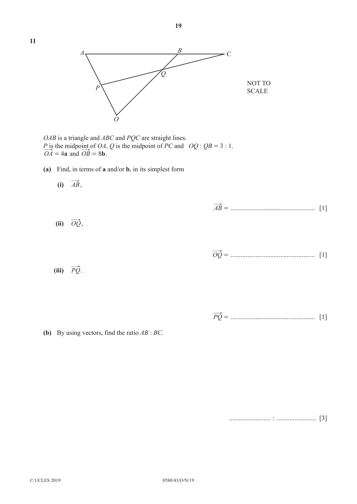 Cambridge IGCSE Mathematics 0580 2019 Oct/Nov Paper 4 · Variant 3 question paper, page 19 of 20
