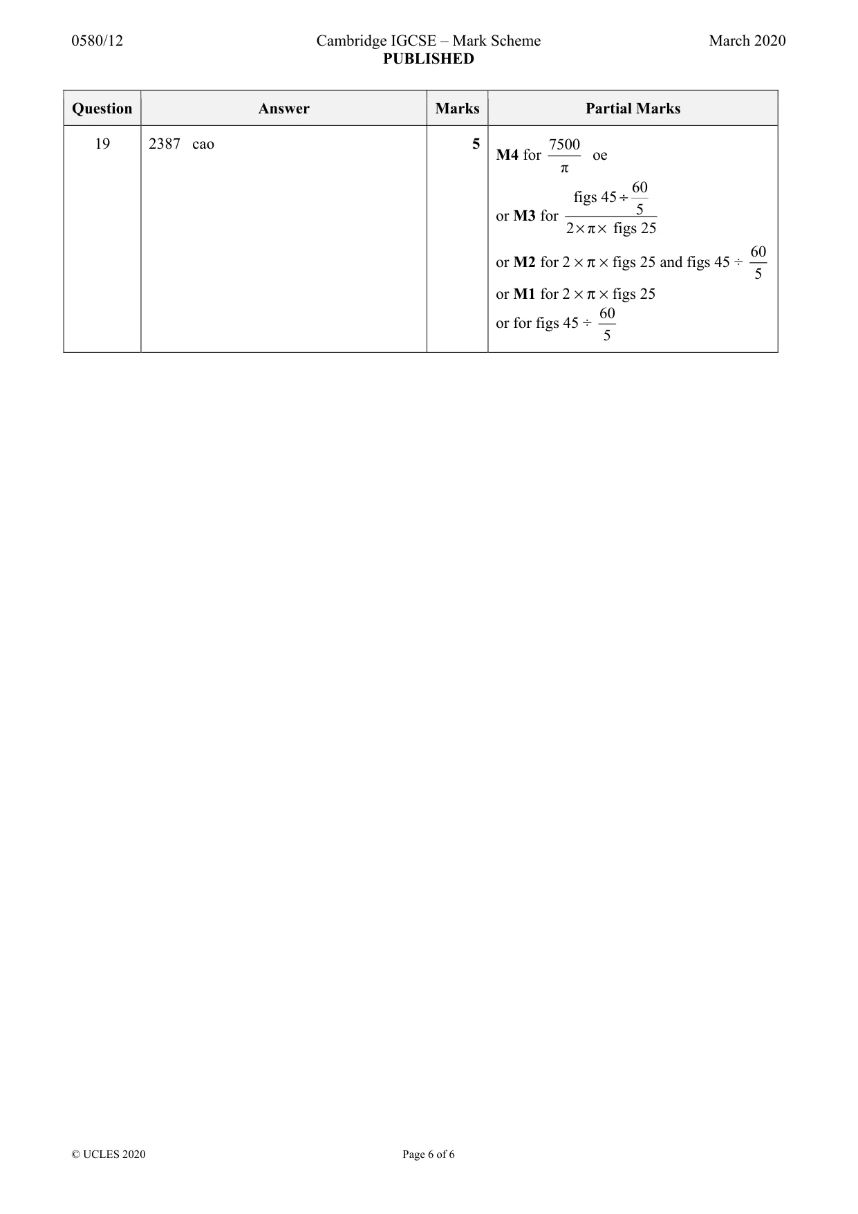 Mark scheme, page 6 of 6