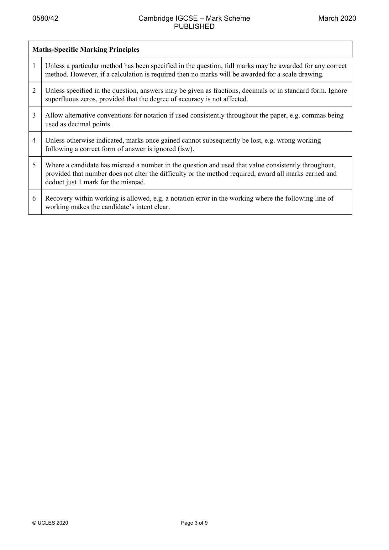 Mark scheme, page 3 of 9