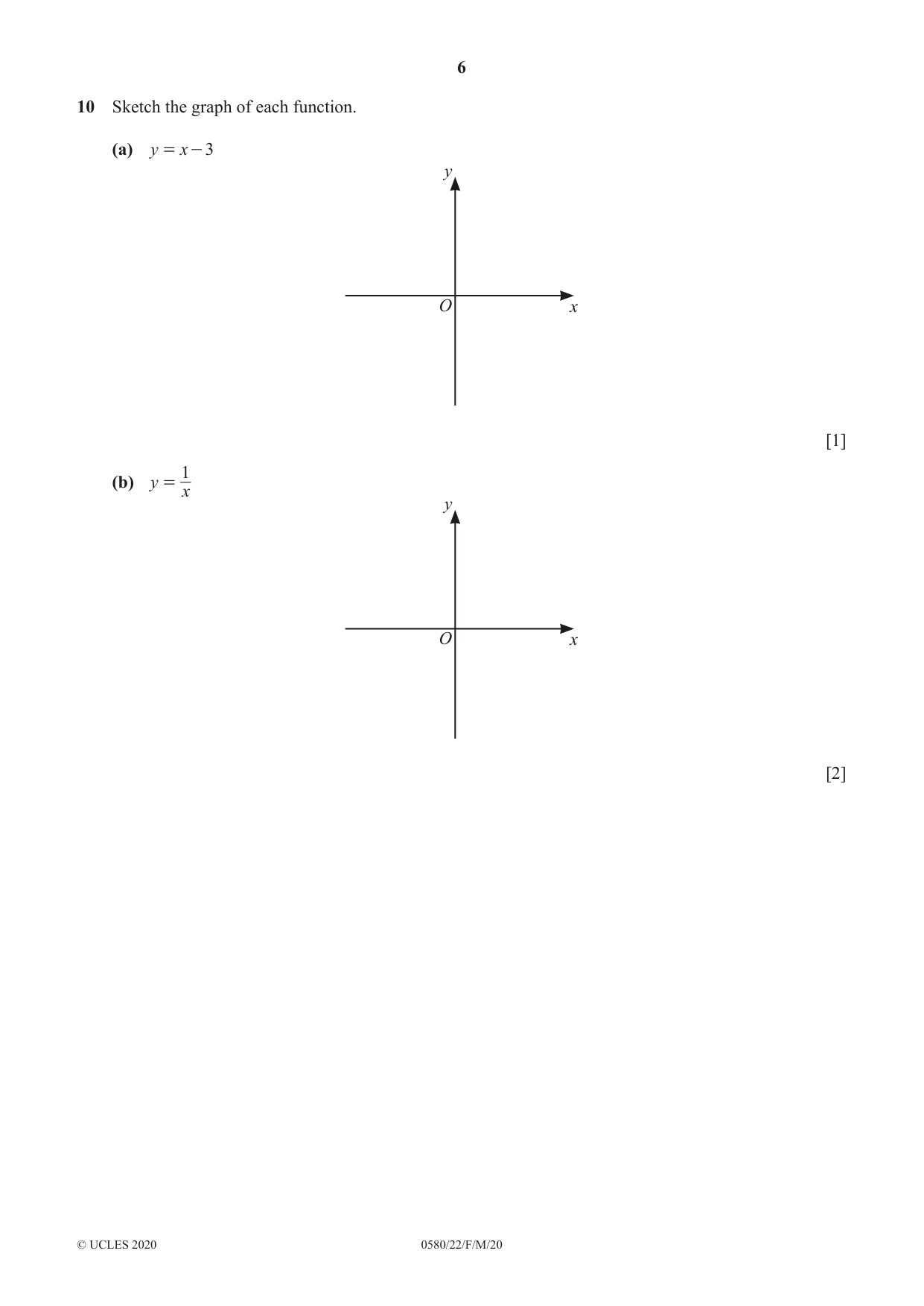 Cambridge IGCSE Mathematics 0580 2020 Feb/March Paper 2 · Variant 2 question paper, page 6 of 12
