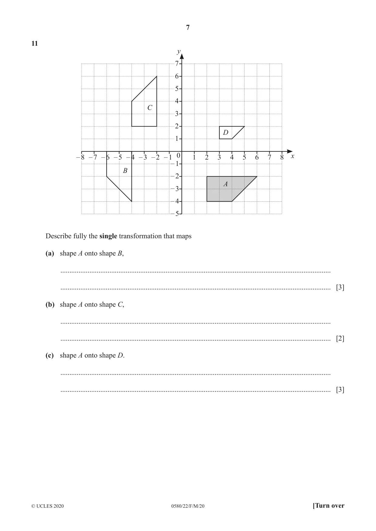 Cambridge IGCSE Mathematics 0580 2020 Feb/March Paper 2 · Variant 2 question paper, page 7 of 12