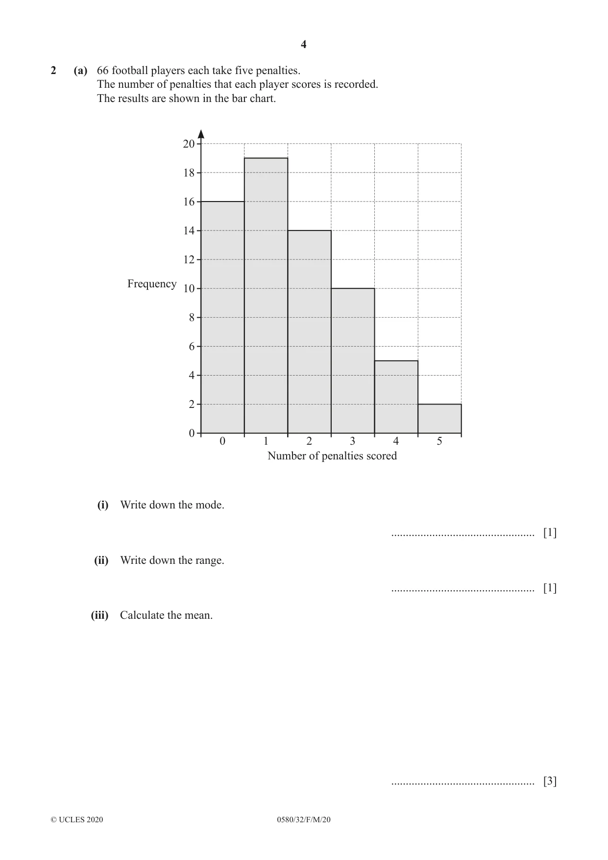 Cambridge IGCSE Mathematics 0580 2020 Feb/March Paper 3 · Variant 2 question paper, page 4 of 20