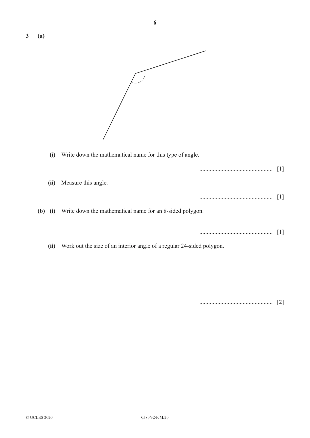 Cambridge IGCSE Mathematics 0580 2020 Feb/March Paper 3 · Variant 2 question paper, page 6 of 20