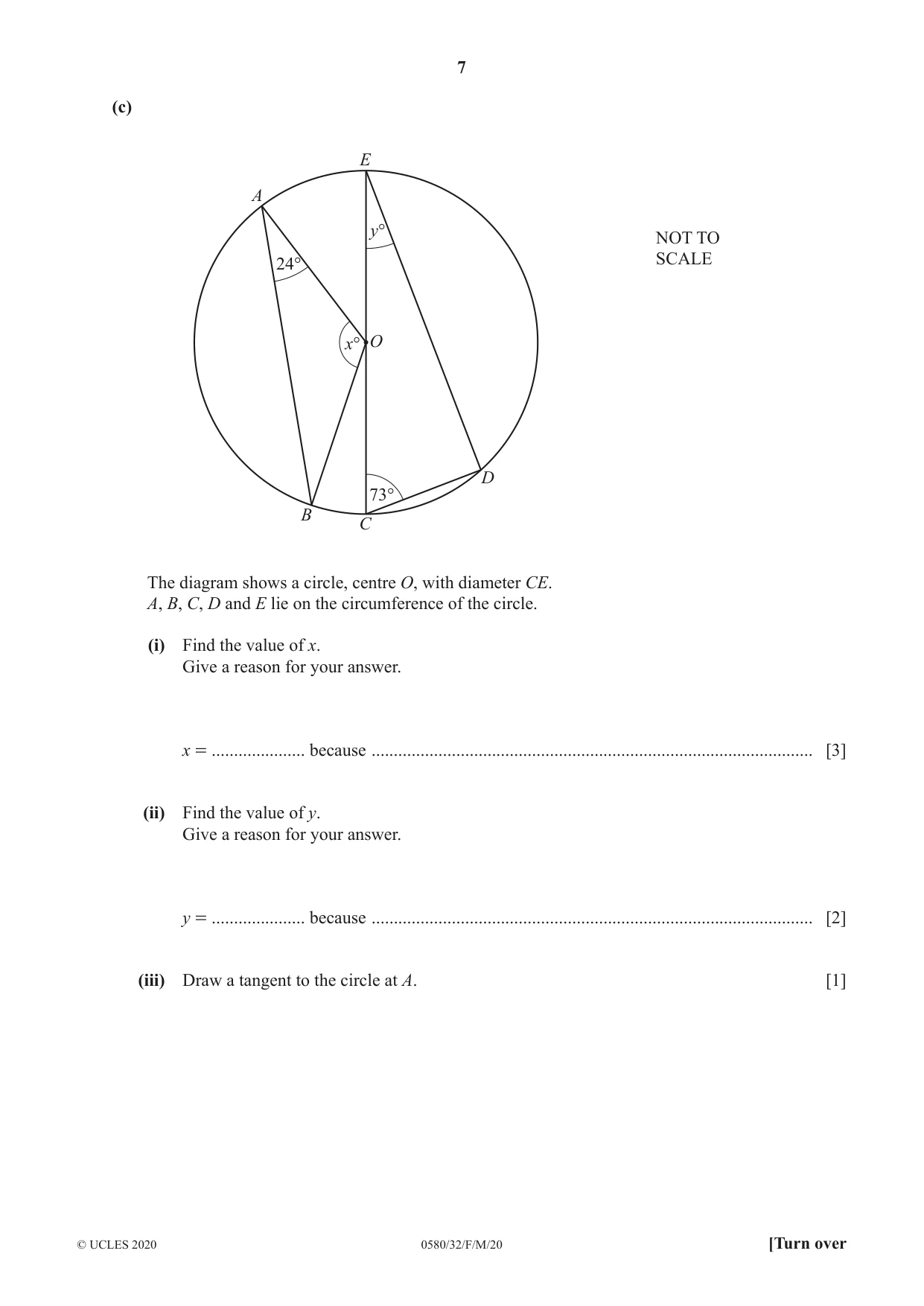 Cambridge IGCSE Mathematics 0580 2020 Feb/March Paper 3 · Variant 2 question paper, page 7 of 20