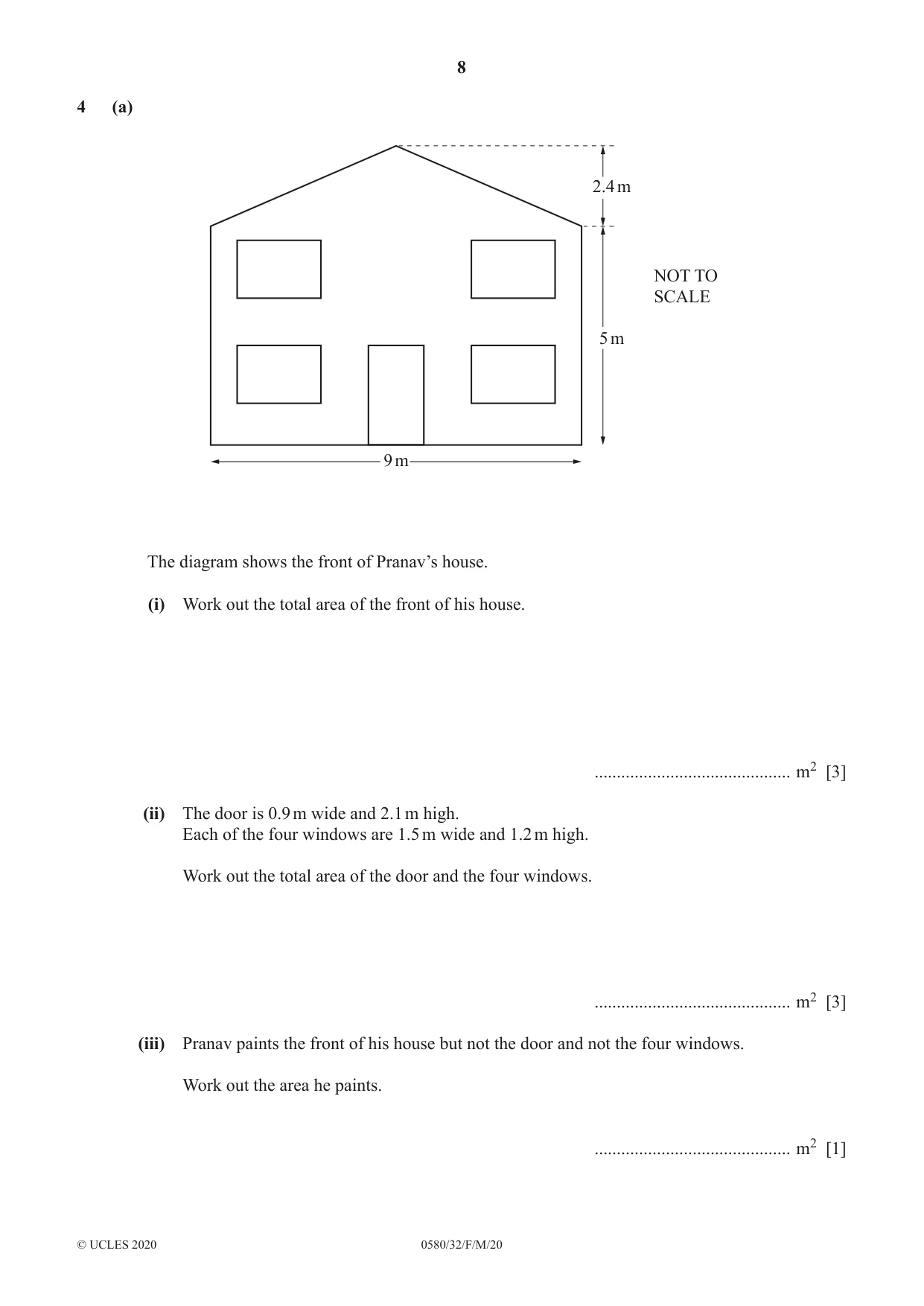 Cambridge IGCSE Mathematics 0580 2020 Feb/March Paper 3 · Variant 2 question paper, page 8 of 20