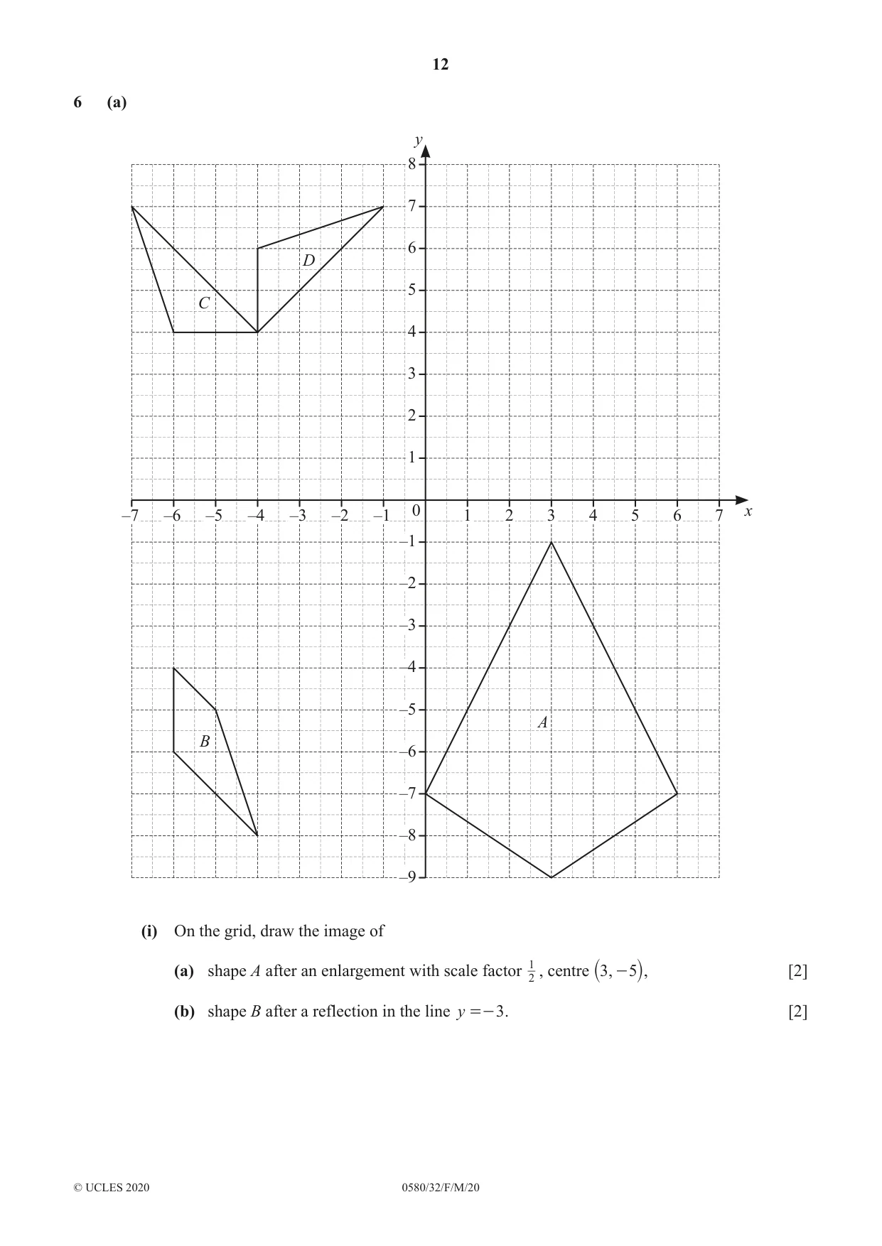 Cambridge IGCSE Mathematics 0580 2020 Feb/March Paper 3 · Variant 2 question paper, page 12 of 20