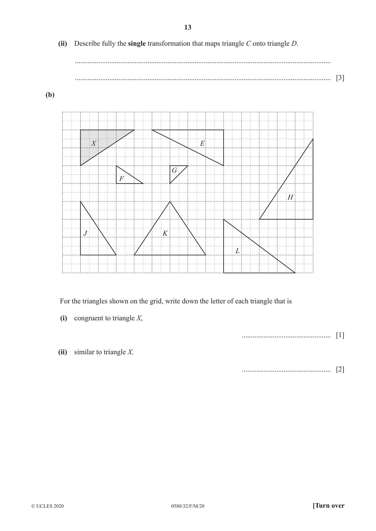 Cambridge IGCSE Mathematics 0580 2020 Feb/March Paper 3 · Variant 2 question paper, page 13 of 20